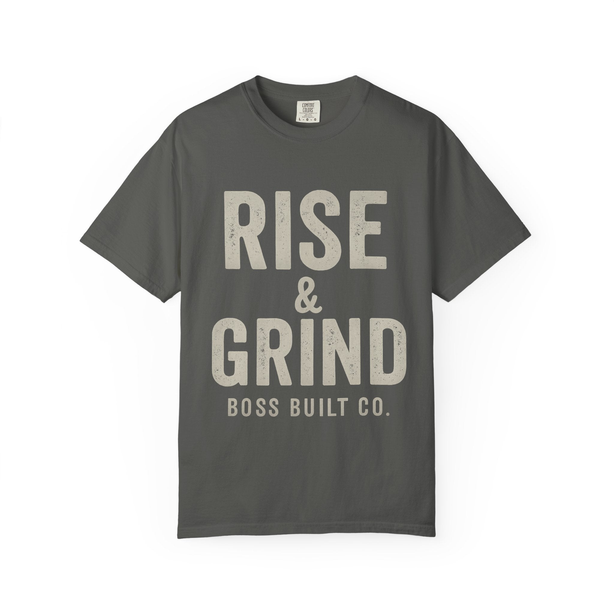 Boss Built Co Rise & Grind T-Shirt — Motivational Graphic Tee for Hustle Mindset