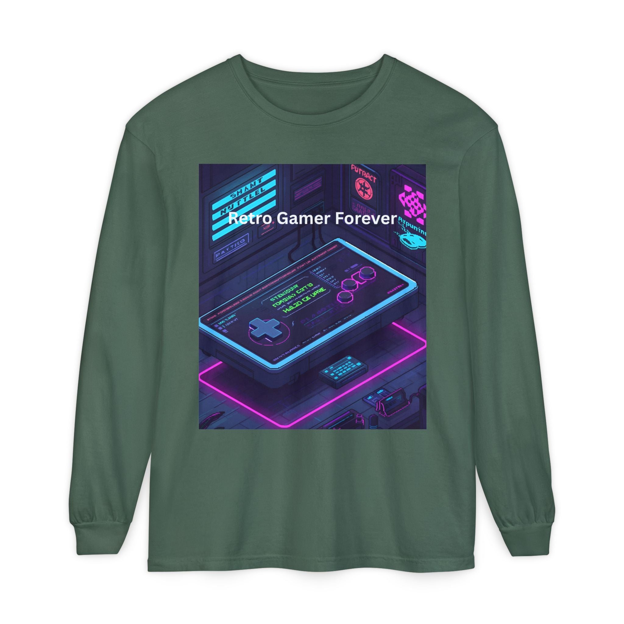Retro Game Controller Unisex Garment-dyed Long Sleeve T-Shirt