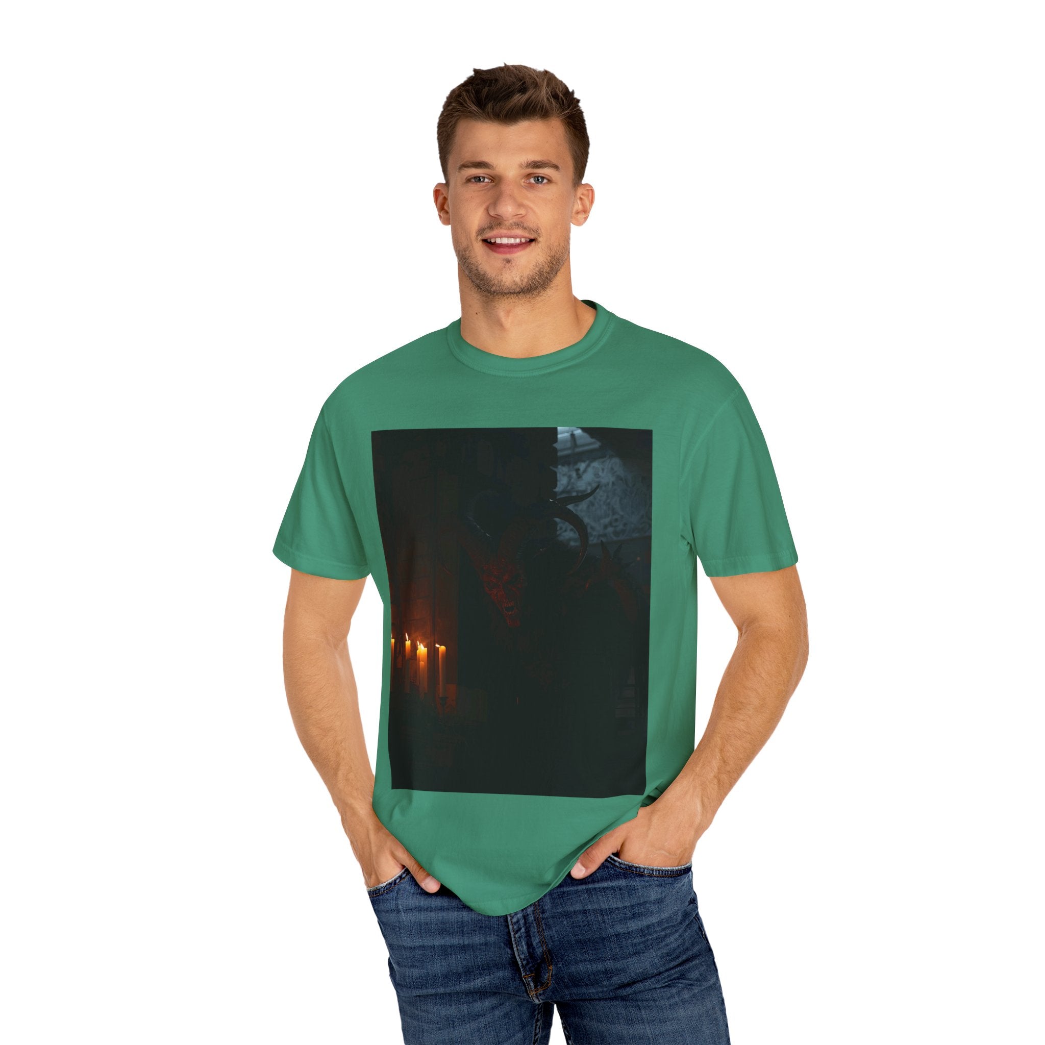 Spooky Halloween Pumpkin Shadow Unisex Garment-Dyed T-shirt