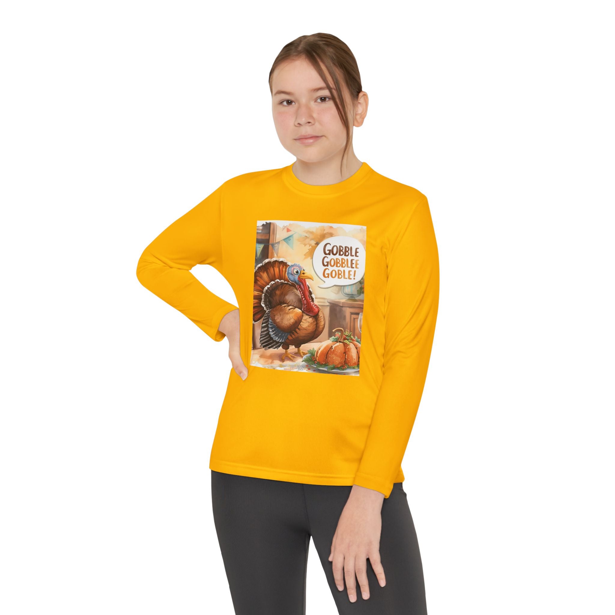 Thanksgiving Turkey Youth Long Sleeve Competitor Tee