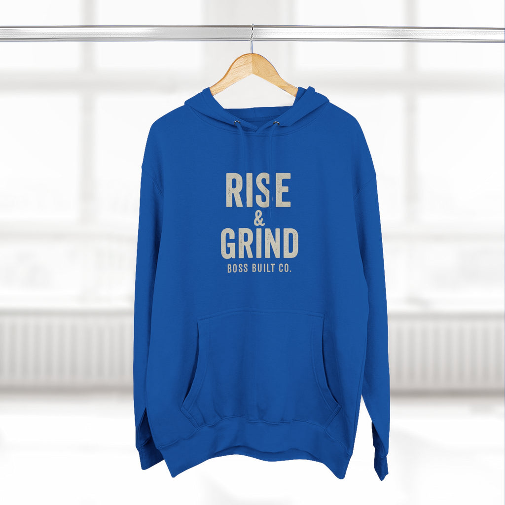 Boss Built Co Rise & Grind Hoodie — Motivational Fleece Pullover for Hustle Mindset