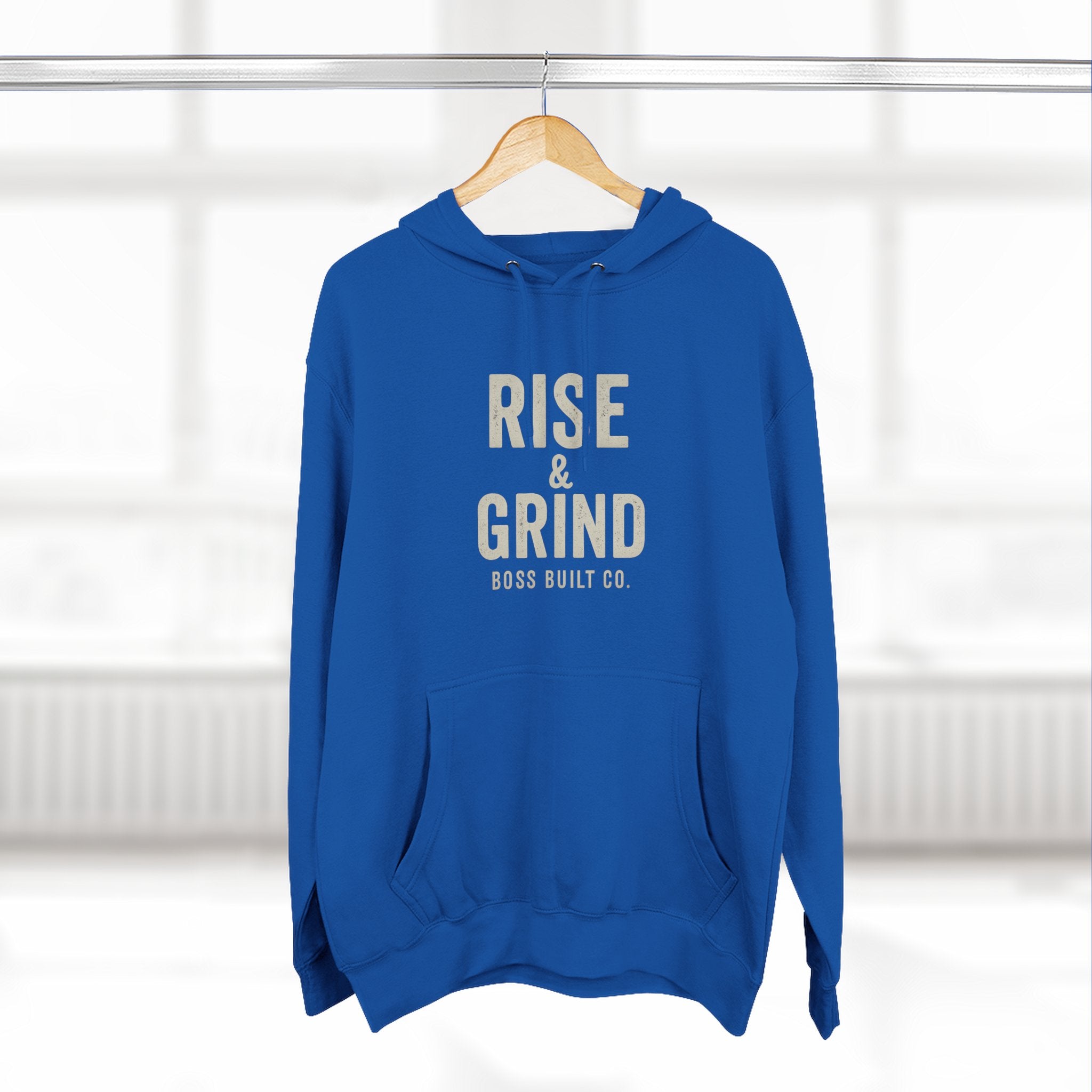 Boss Built Co Rise & Grind Hoodie — Motivational Fleece Pullover for Hustle Mindset