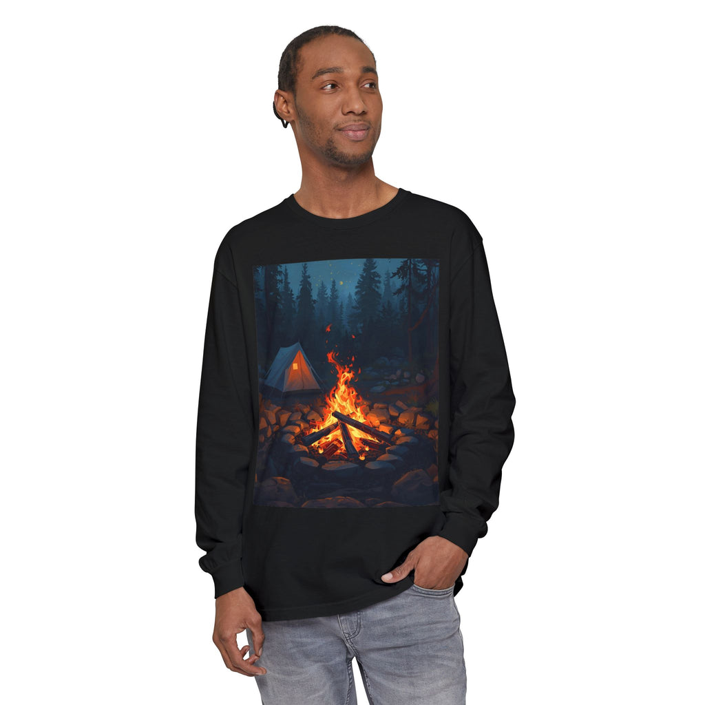 Camping Vibes Long Sleeve T-Shirt | Outdoor Adventure Shirt, Cozy Gift for Campers, Bonfire, Nature Lovers, Unisex Tee