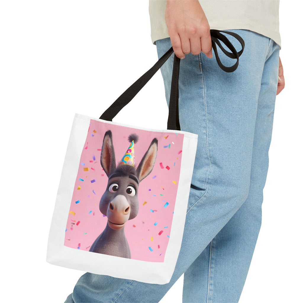 Birthday Donkey Tote Bag, Fun Party Accessory, Eco-Friendly Shopper, Cute Gift for Animal Lovers, Perfect for Birthdays and Celebrations