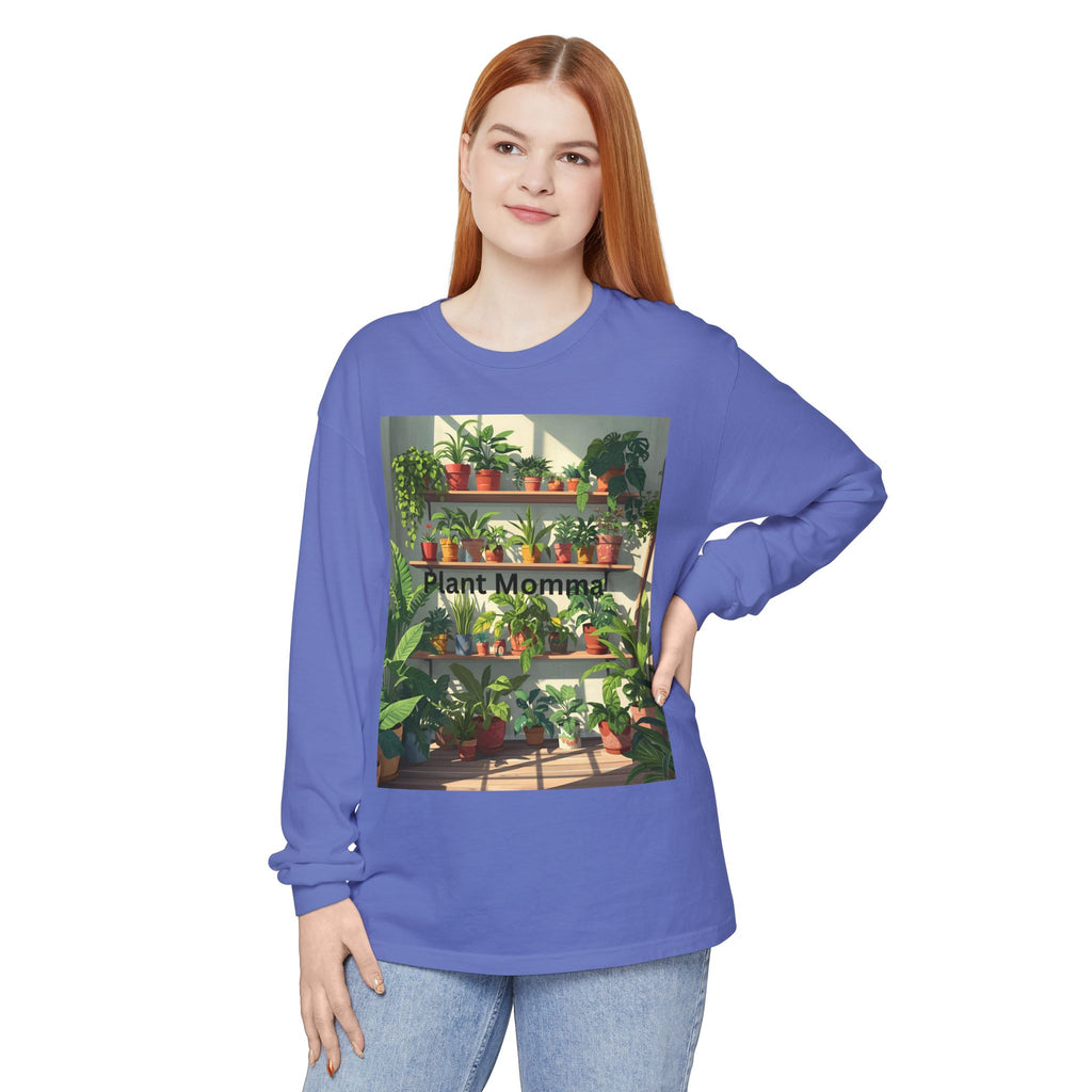 Plant Momma Long Sleeve T-Shirt, Perfect for Plant Lovers, Gardening Gifts, Eco-friendly Fashion, Casual Wear, Spring Celebrations