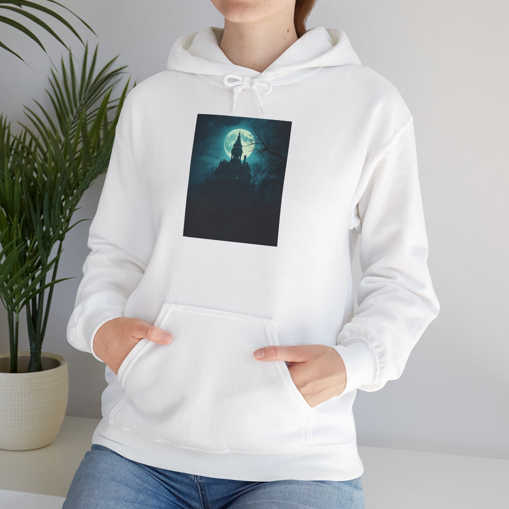 Haunted Moonlight Mystical Nightscape Hooded Sweatshirt - Cozy Casual, Unisex Fashion, Gift Idea, Halloween Apparel, Unique Statement Piece