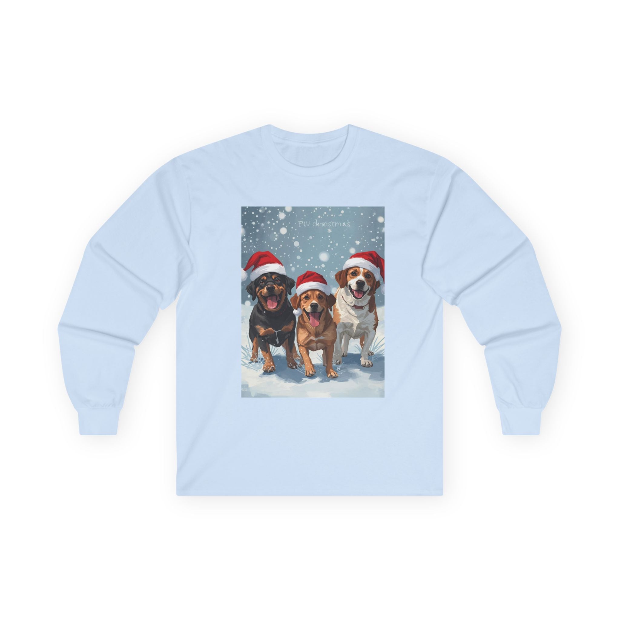 Christmas Dog Graphic Long Sleeve Tee, Holiday Shirt, Pet Lover Gift, Casual Winter Wear, Festive Apparel for Dog Lovers