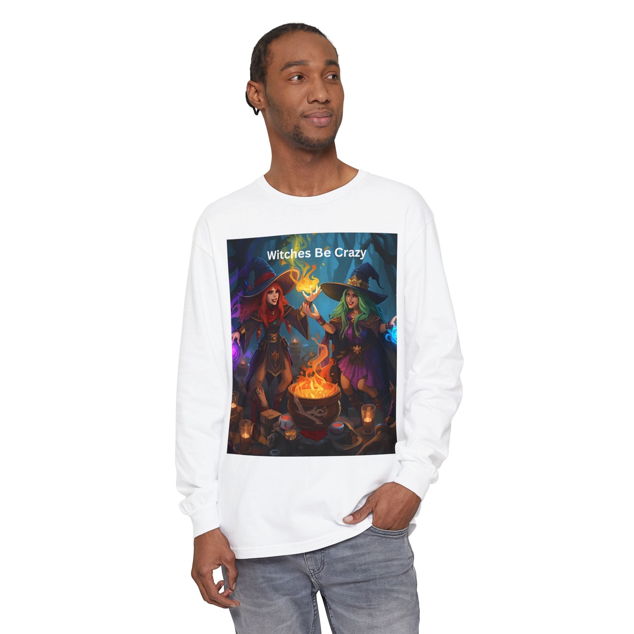 Spooky Halloween Witches Be Crazy Long Sleeve T-Shirt, Halloween Top, Witchy Apparel, Unisex Shirt, Spooky Gift, Casual Wear
