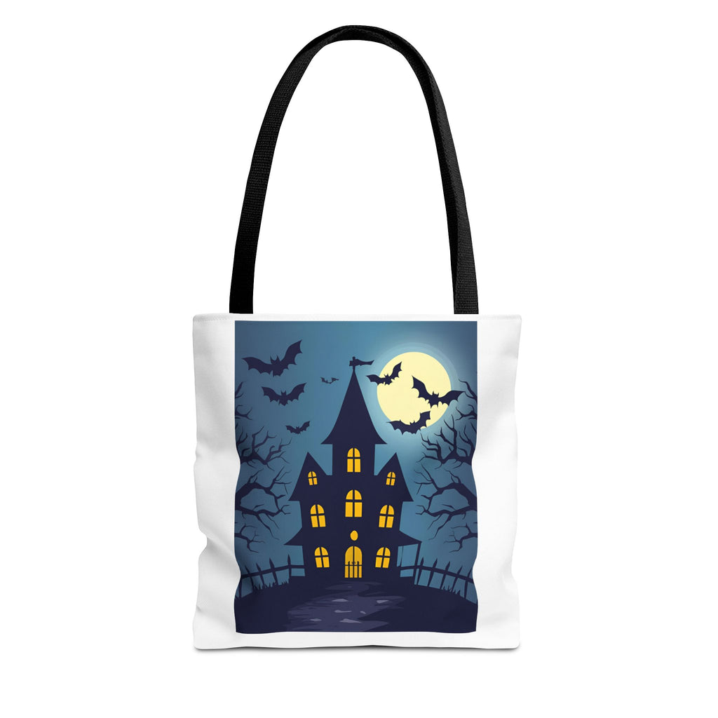 Halloween Haunted House Tote Bag, Spooky Shopping Bag, Party Favor, Trick or Treat, Autumn Accessory, Gift for Ghost Lovers, Haunted House Design