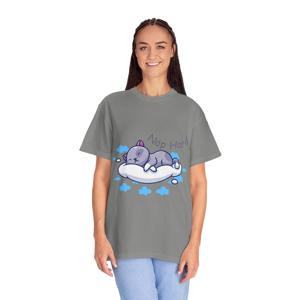 Cat Nap Graphic T-shirt, Cute Cat Tee, Relaxed Fit Apparel, Gift for Cat Lovers, Cozy Lounge Wear, Funny Pet Humor Top