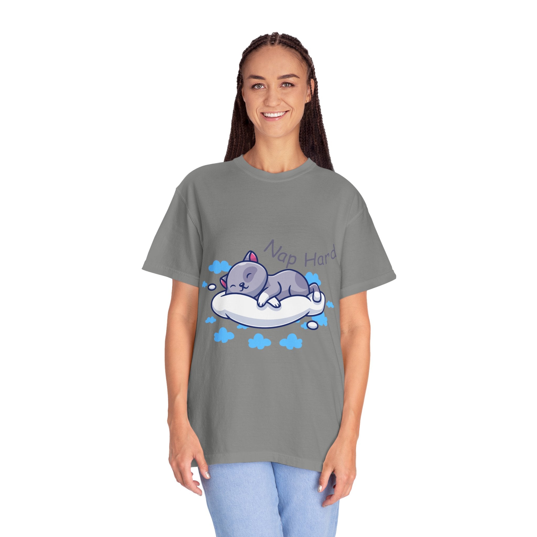 Cat Nap Graphic T-shirt, Cute Cat Tee, Relaxed Fit Apparel, Gift for Cat Lovers, Cozy Lounge Wear, Funny Pet Humor Top