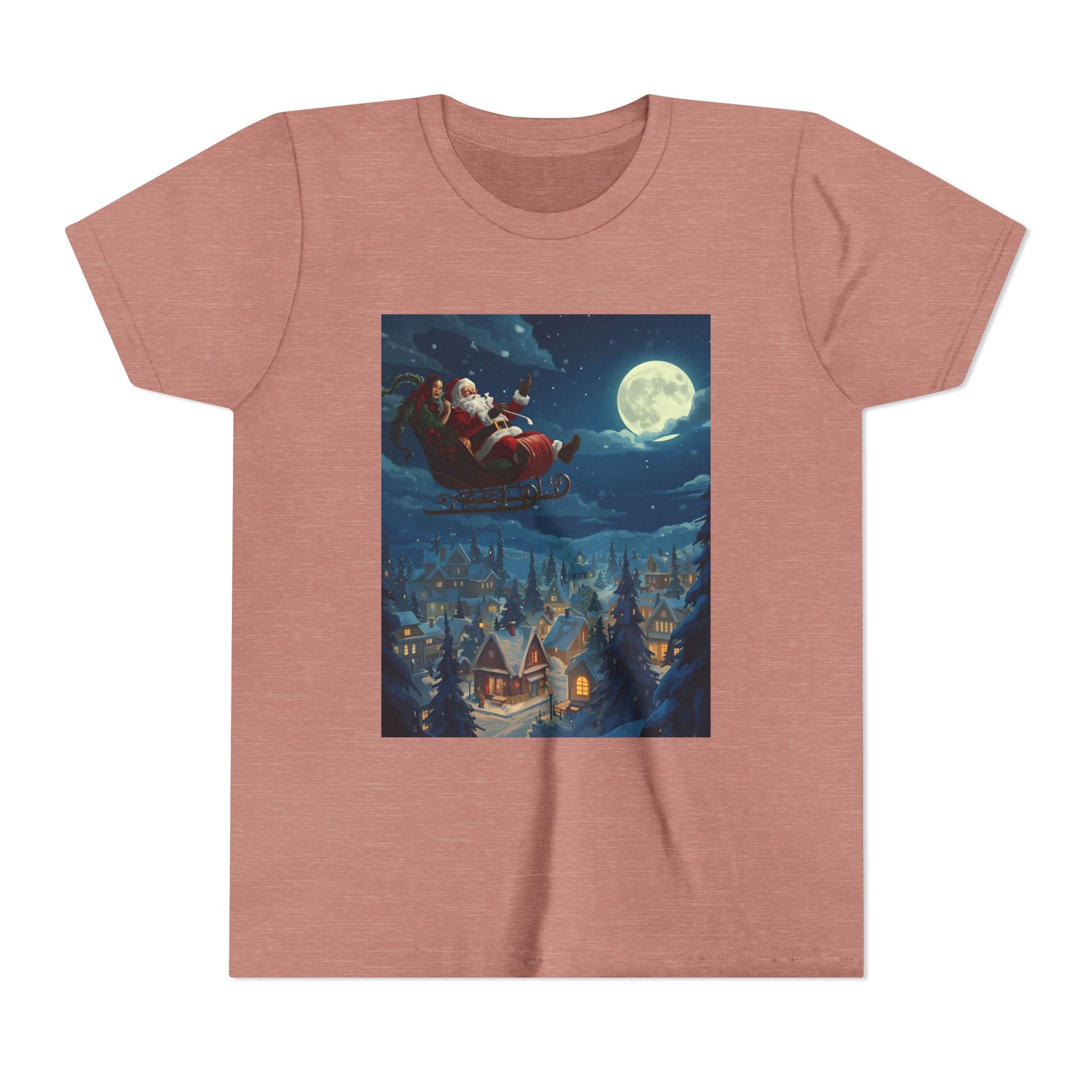 Christmas Santa Sleigh Youth Short Sleeve Tee