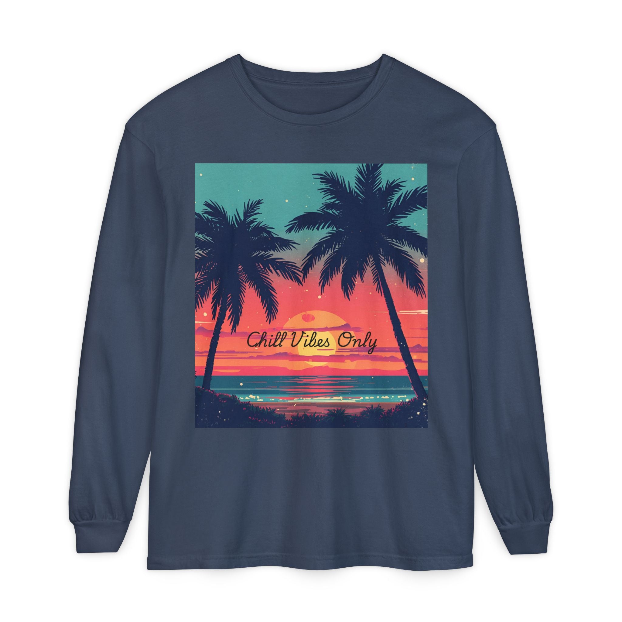 Tropical Sunset Unisex Garment-dyed Long Sleeve T-Shirt