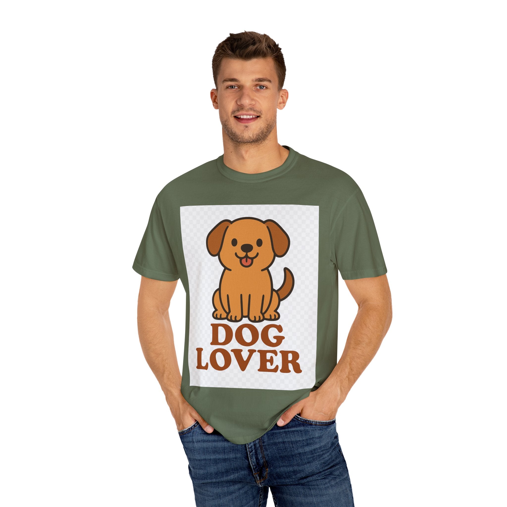 Dog Lover Garment-Dyed T-Shirt, Cute Animal Tee, Pet Parent Gift, Casual Dog Shirt, Unisex Doggy Apparel
