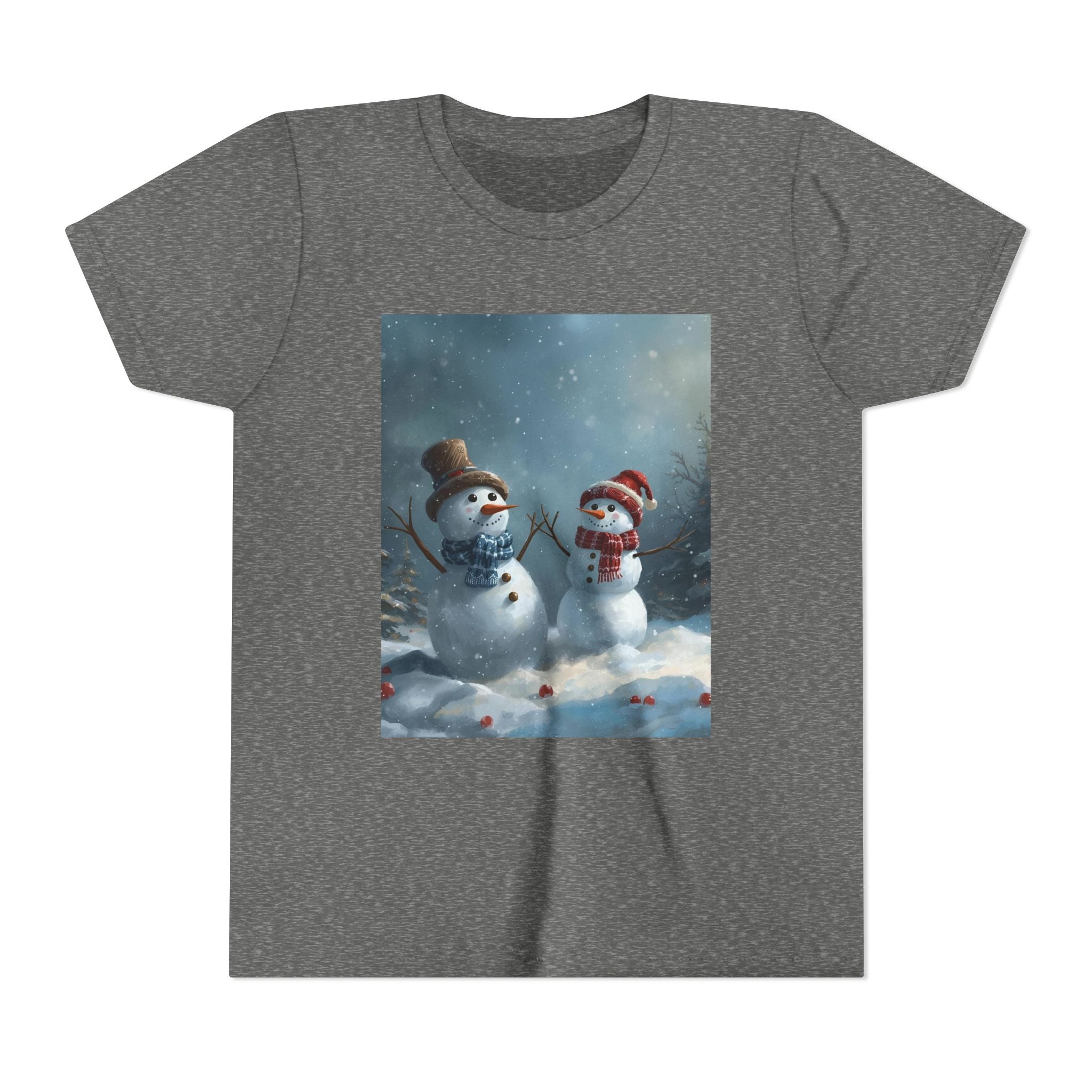 Youth Christmas Snowman Tee, Winter T-Shirt, Christmas Gift, Holiday Apparel, Kids Winter Wear, Cute Snowman Design