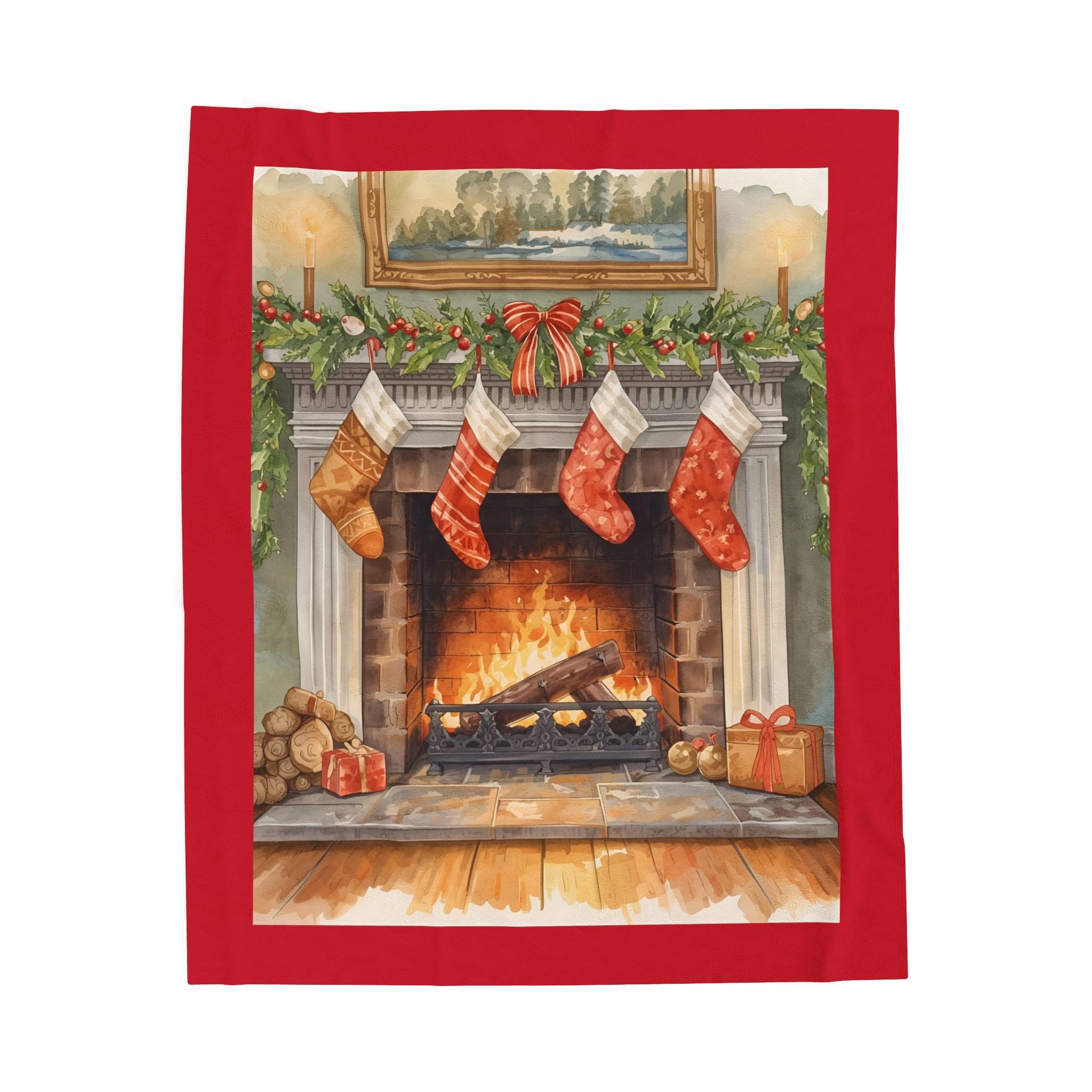 Whimsical Christmas Velveteen Plush Blanket