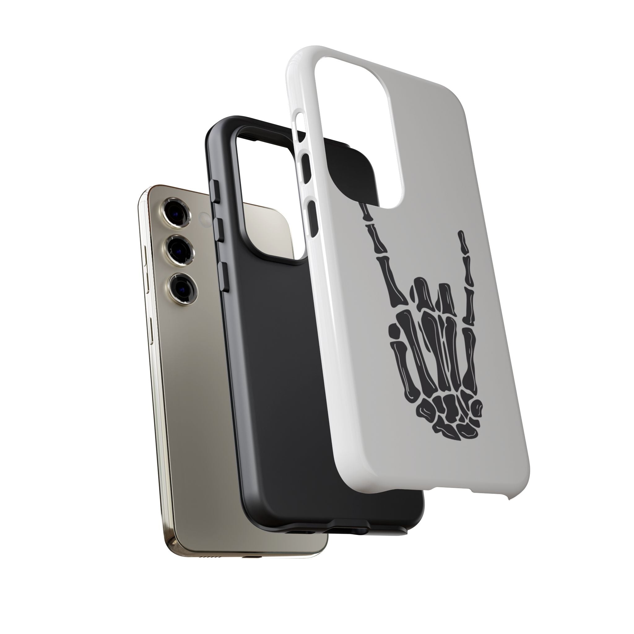 Rock On Skeleton Phone Case, Edgy Phone Cover, Tough Cases for Music Lovers, Halloween Accessories, Gifts for Him