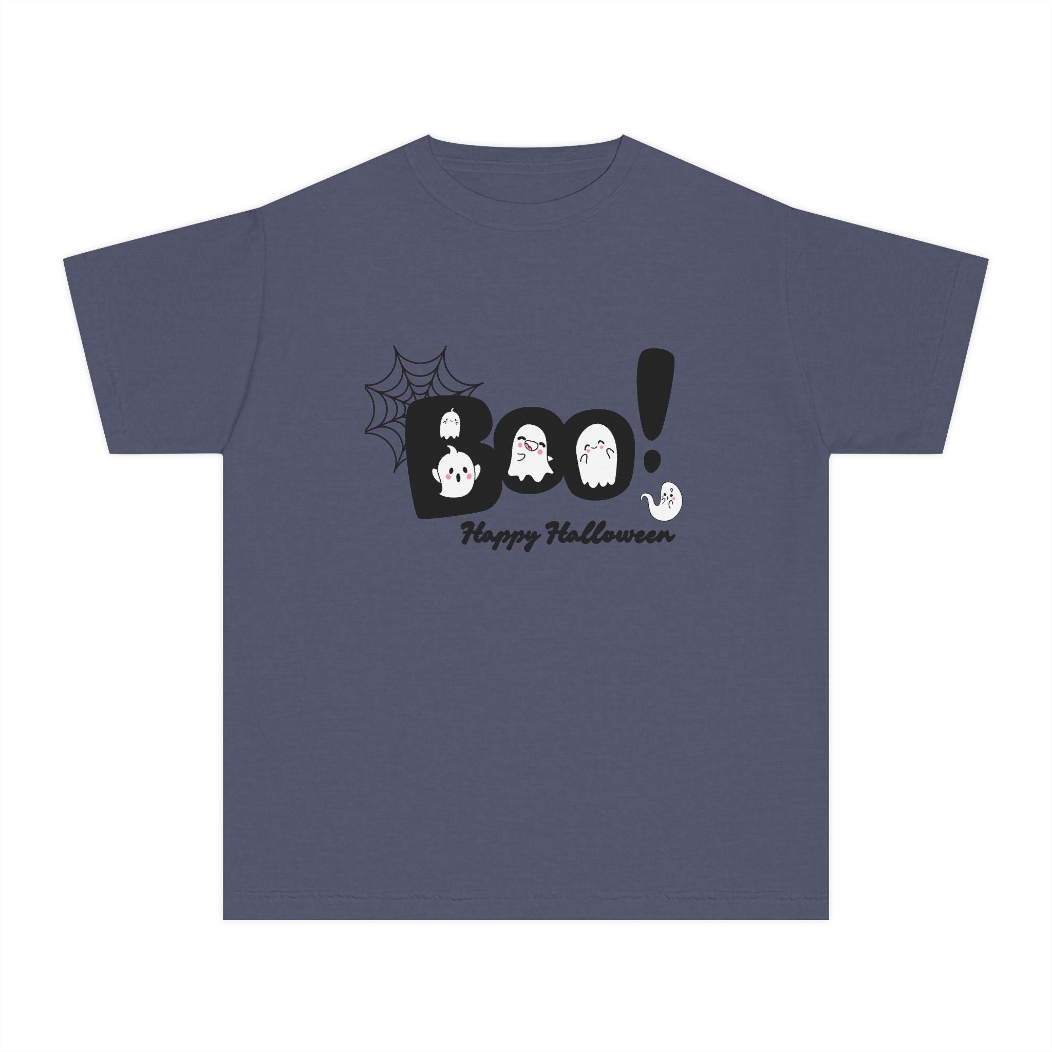 Cute Halloween Youth Tee, 'Boo!' Graphic Tee, Kids Halloween Shirt, Trick-or-Treat Apparel, Spooky Holiday T-Shirt