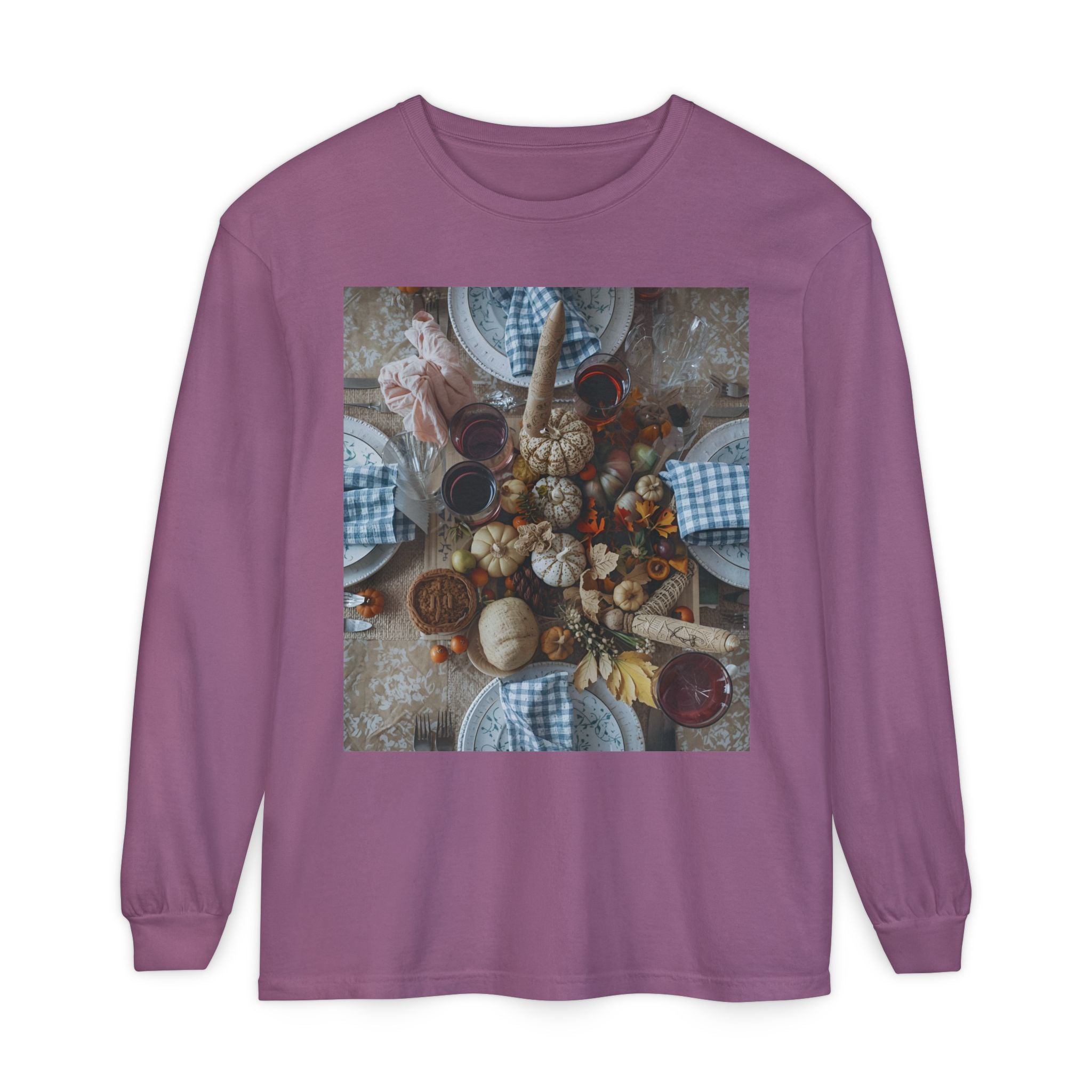 Rustic Gatherings Festive Long Sleeve T-Shirt for Gatherings, Casual Wear, Thanksgiving Shirt, Cozy Gift, Holiday Celebration Tee