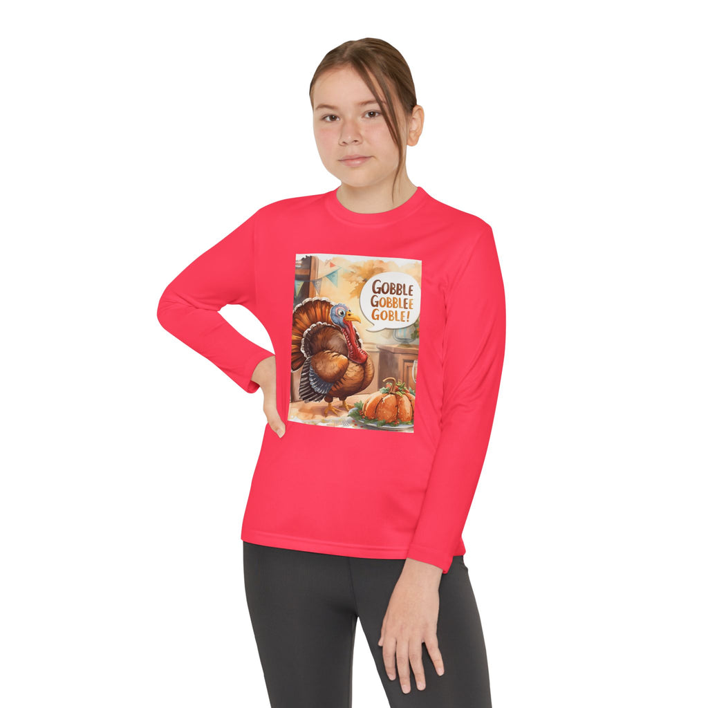 Thanksgiving Turkey Youth Long Sleeve Competitor Tee