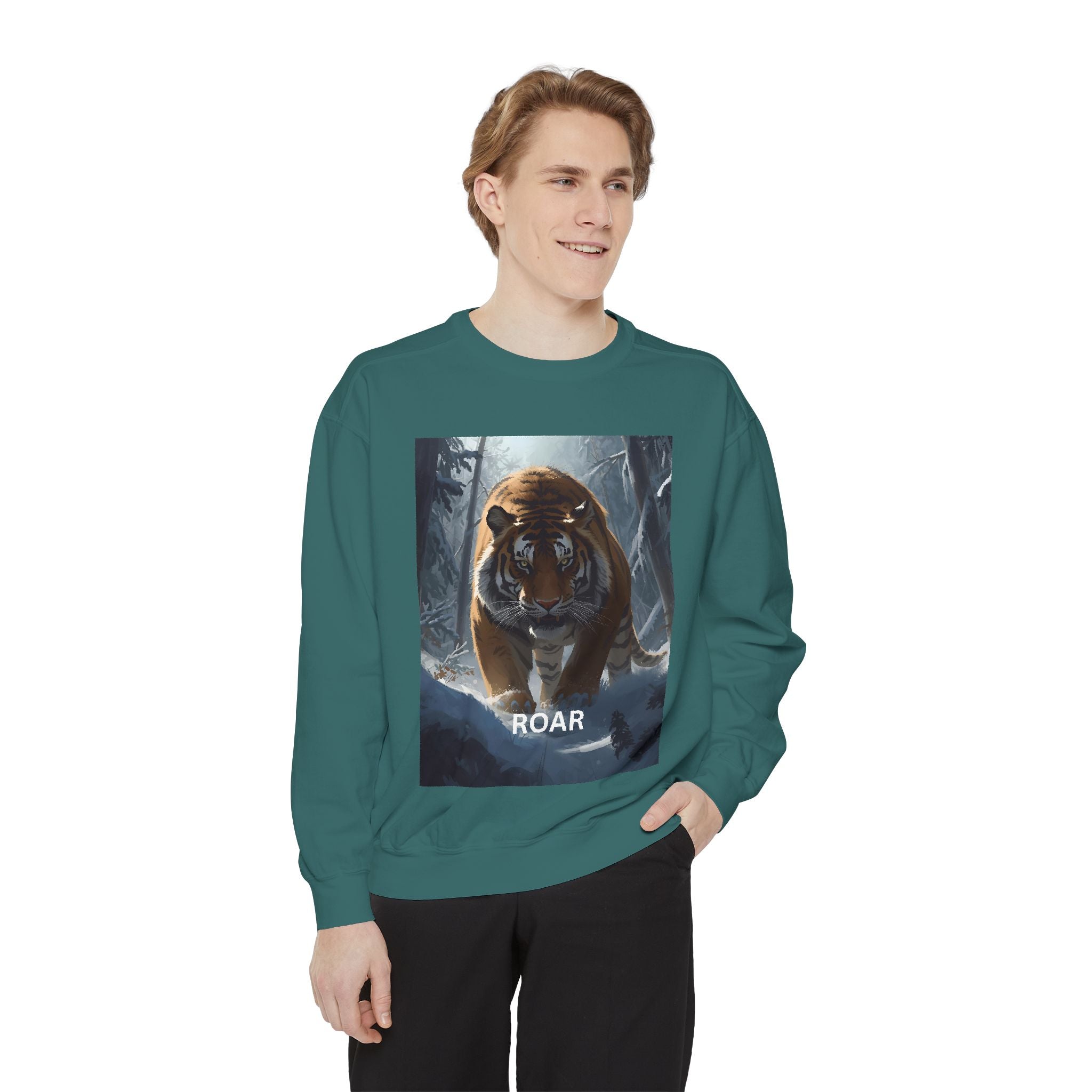 Tiger Roar Snow Unisex Garment-Dyed Sweatshirt