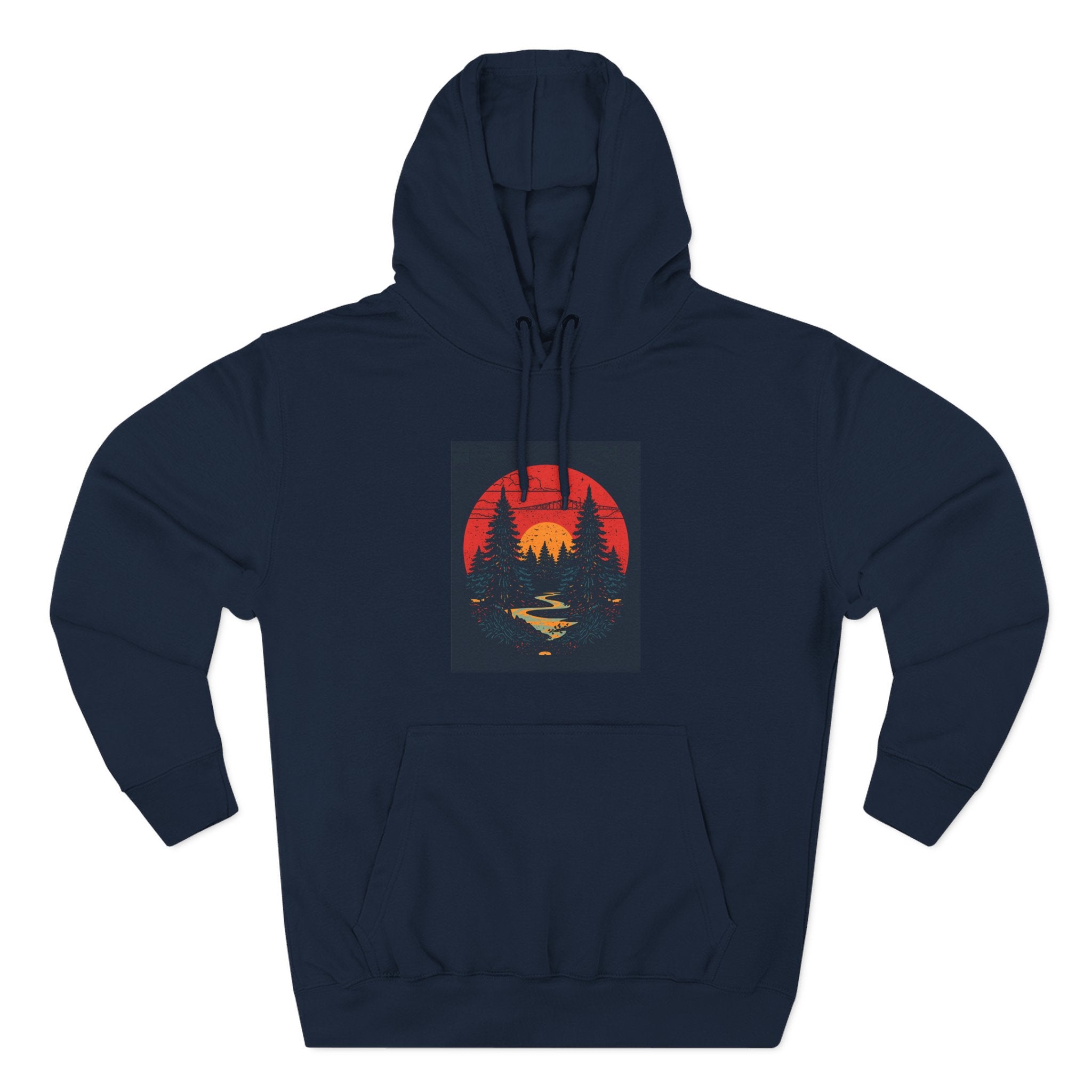 Cozy Nature Sunset Hoodie, Graphic Fleece Sweatshirt, Outdoor Apparel, Fall Fashion, Gift for Nature Lovers, Winter Wear