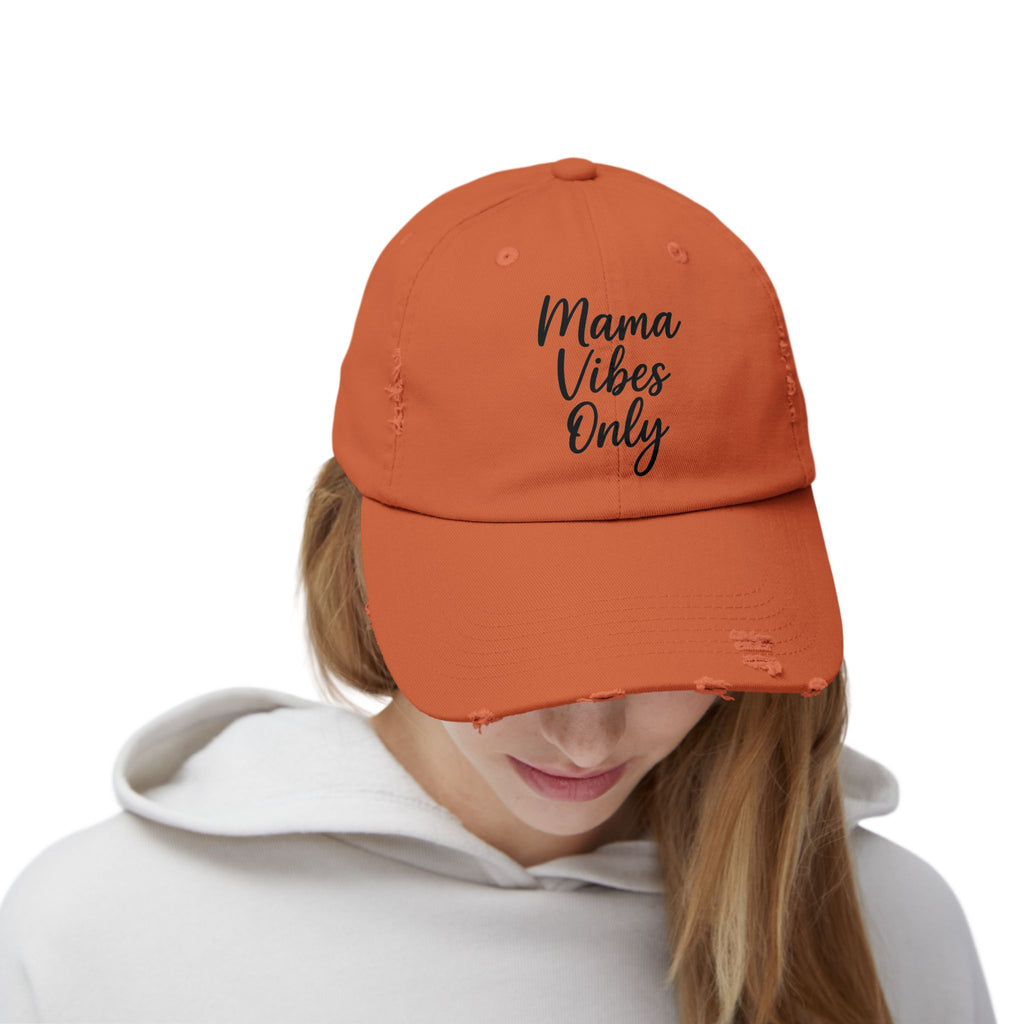 Mama Mode Mama Vibes Only Distressed Cap — Casual Mom Hat, Gift for New Moms & Mother's Day
