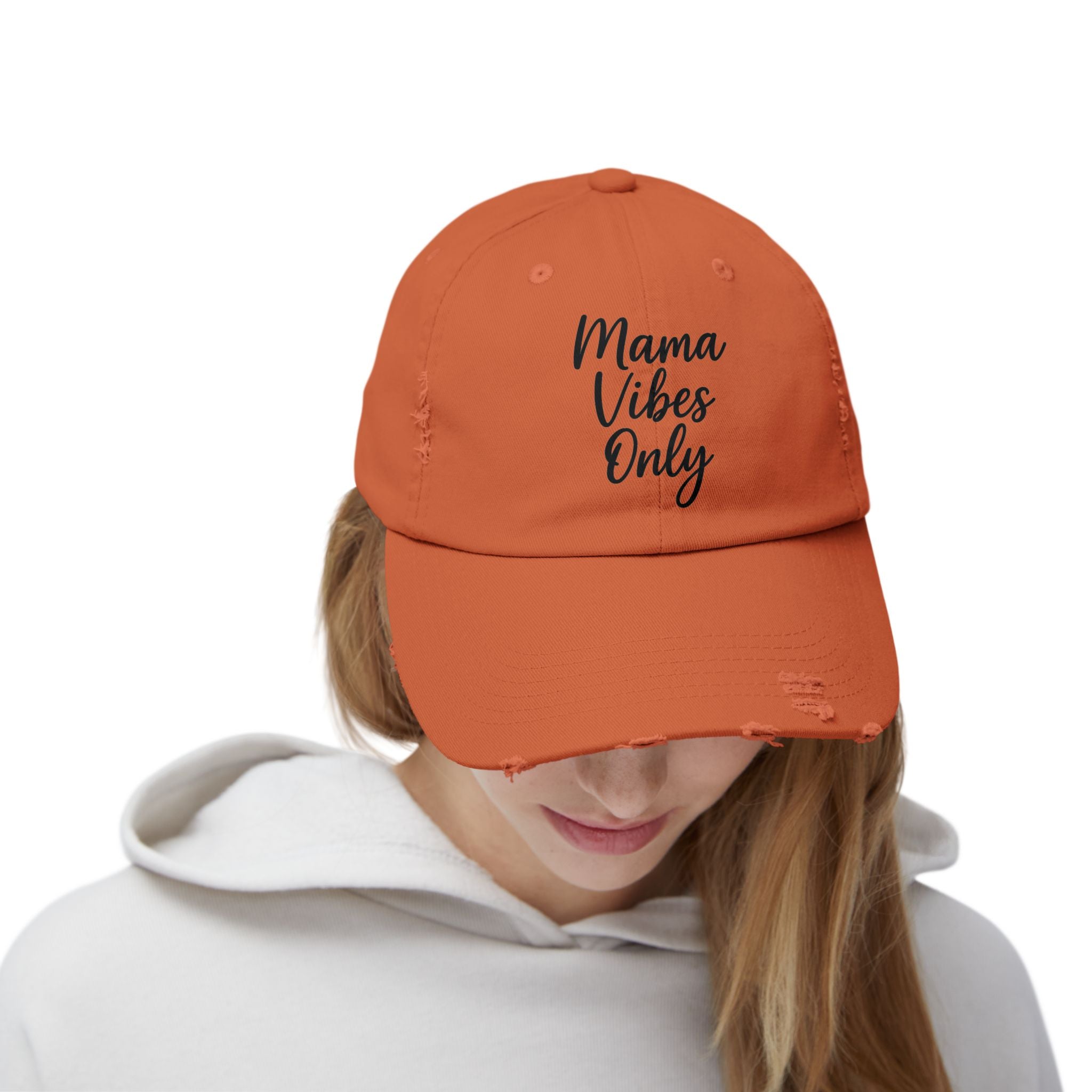 Mama Mode Mama Vibes Only Distressed Cap — Casual Mom Hat, Gift for New Moms & Mother's Day