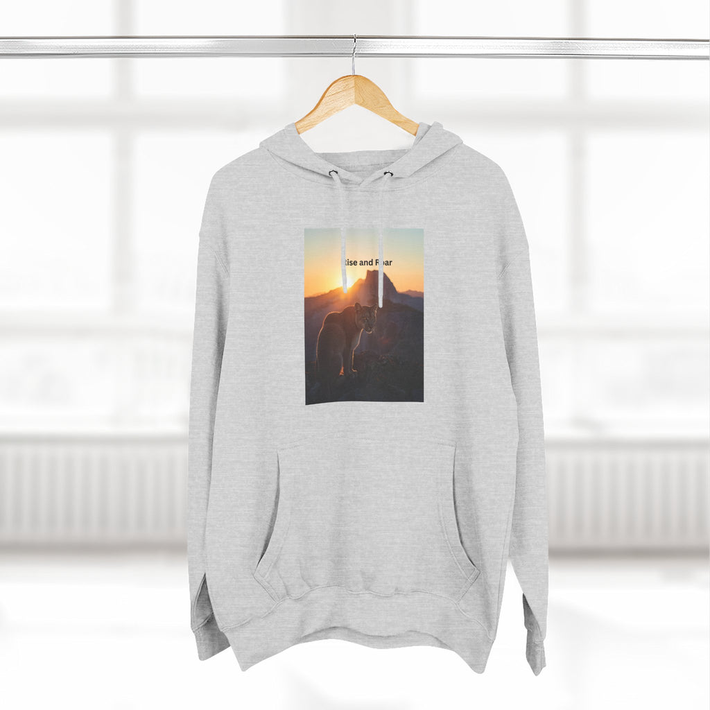 Rise And Roar Sunset Adventure Fleece Hoodie, Cozy Outdoor Hoodie, Travel Apparel, Nature Lover Gift, Comfortable Sweatshirt, Perfect for Bonfires
