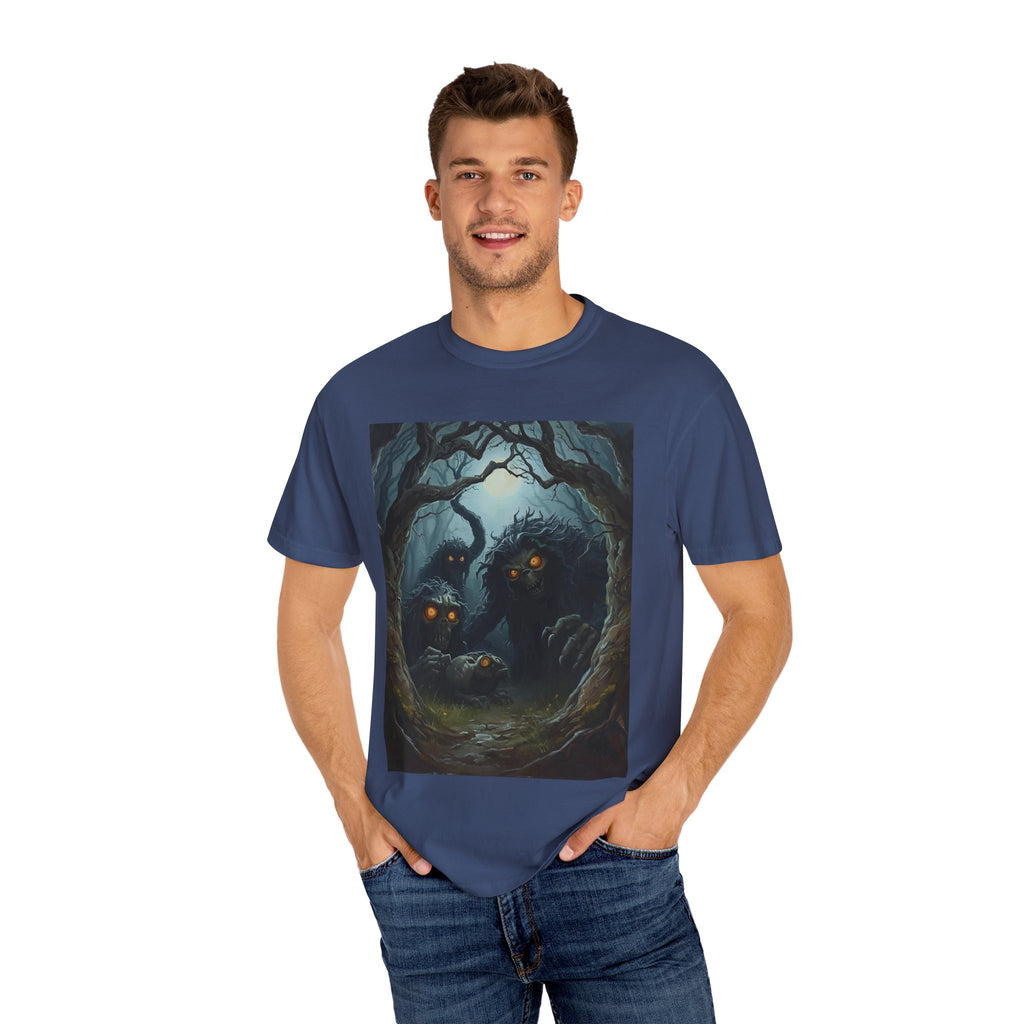 Spooky Mystical Forest T-Shirt | Unisex Garment-Dyed Tee for Nature Lovers | Perfect for Halloween, Casual Wear, Gift Idea
