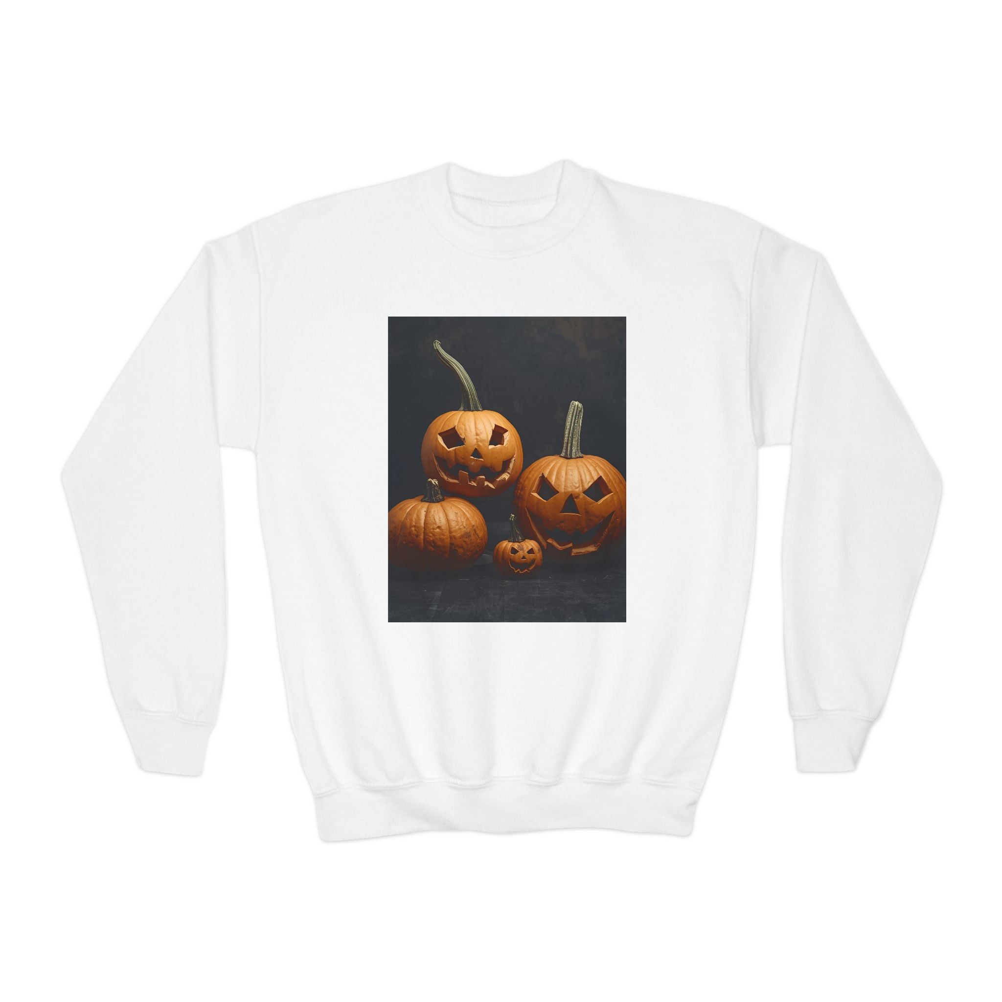 Spooky Halloween Pumpkin Youth Crewneck Sweatshirt
