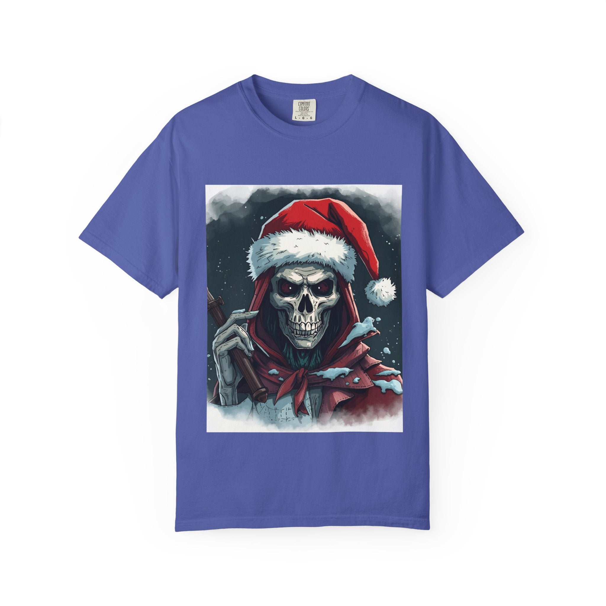 Spooky Santa Skull Graphic T-Shirt - Unisex Holiday Apparel, Christmas Gift, Casual Wear, Graphic Tee, Halloween Shirt