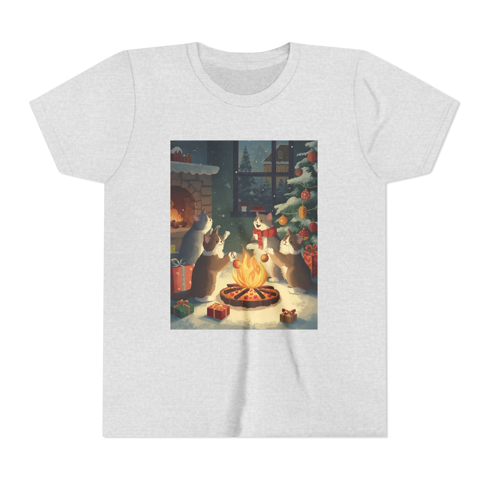 Cozy Christmas Youth Tee, Festive Graphic Short Sleeve Shirt, Holiday Charm for Kids, Cute Gift for Thanksgiving, Winter Gatherings