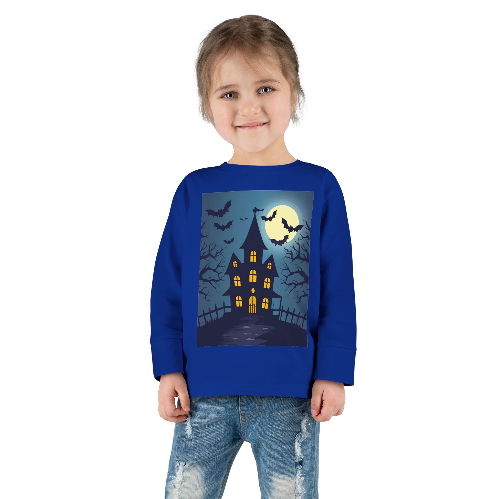 Halloween Haunted House Toddler Halloween Long Sleeve Tee, Spooky Haunted House Shirt, Kids Halloween Costume Top, Fall Festive Apparel, Trick or Treat Clothing