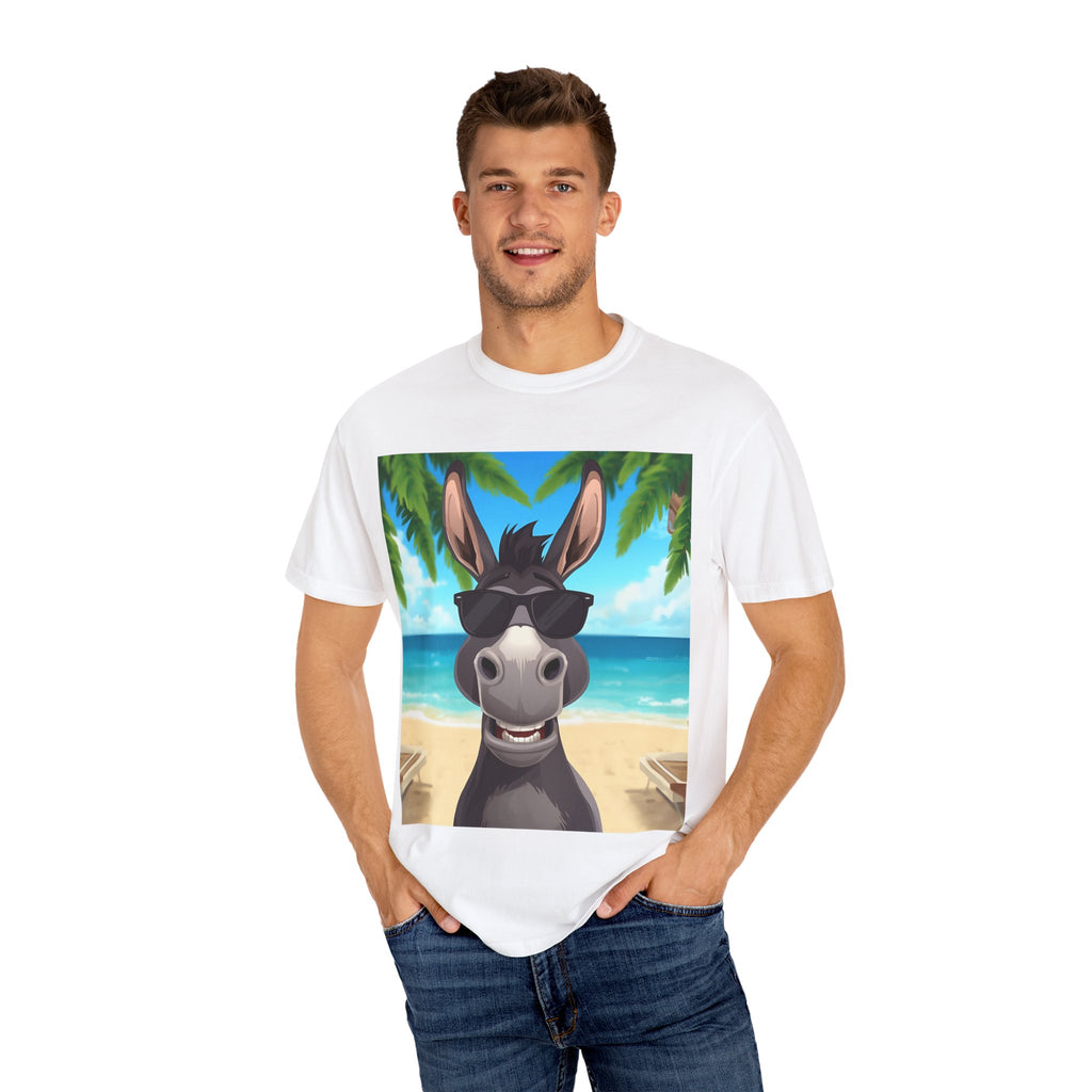 Chill Donkey Sunset T-Shirt, Unisex Summer Tee, Casual Beachwear, Gift for Animal Lovers, Fun Vacation Shirt