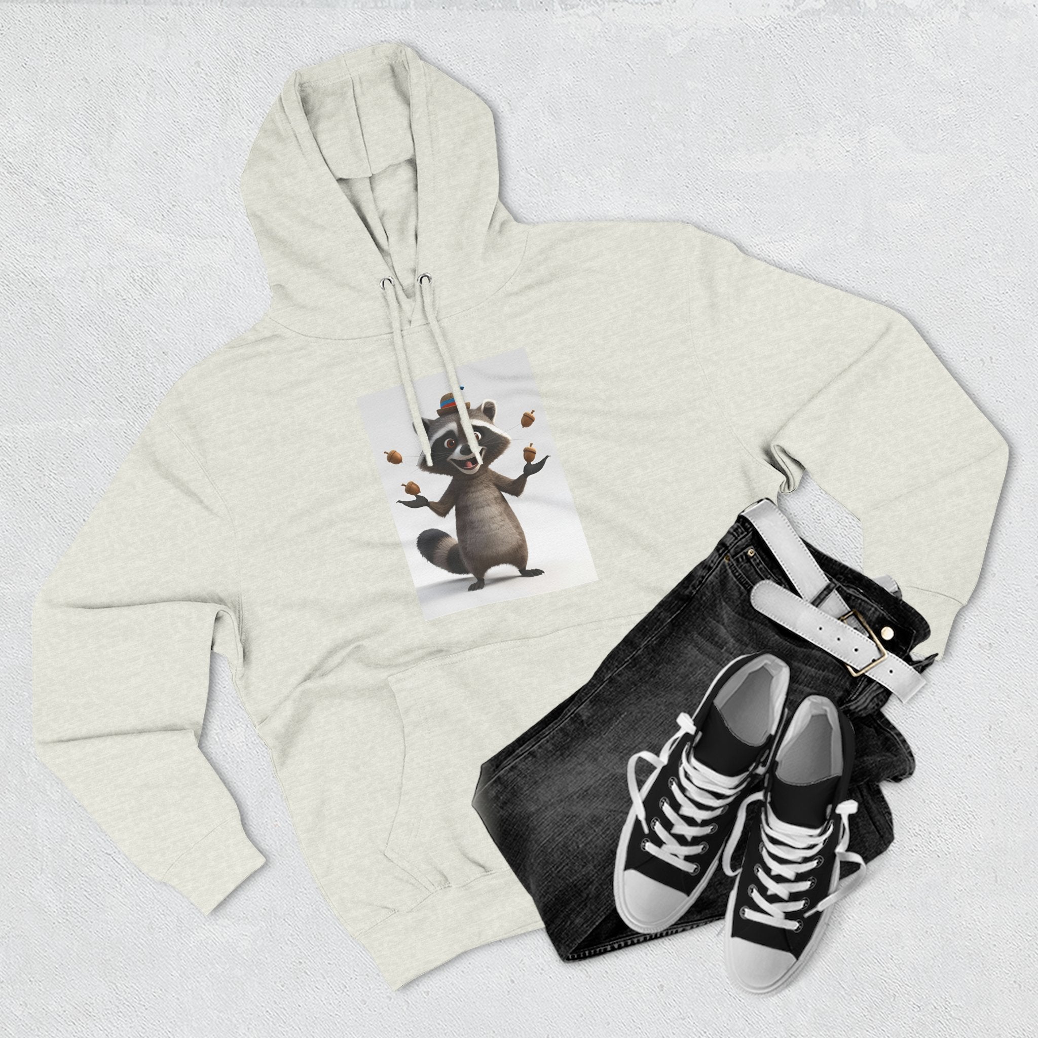 Raccoon Three-Panel Fleece Hoodie