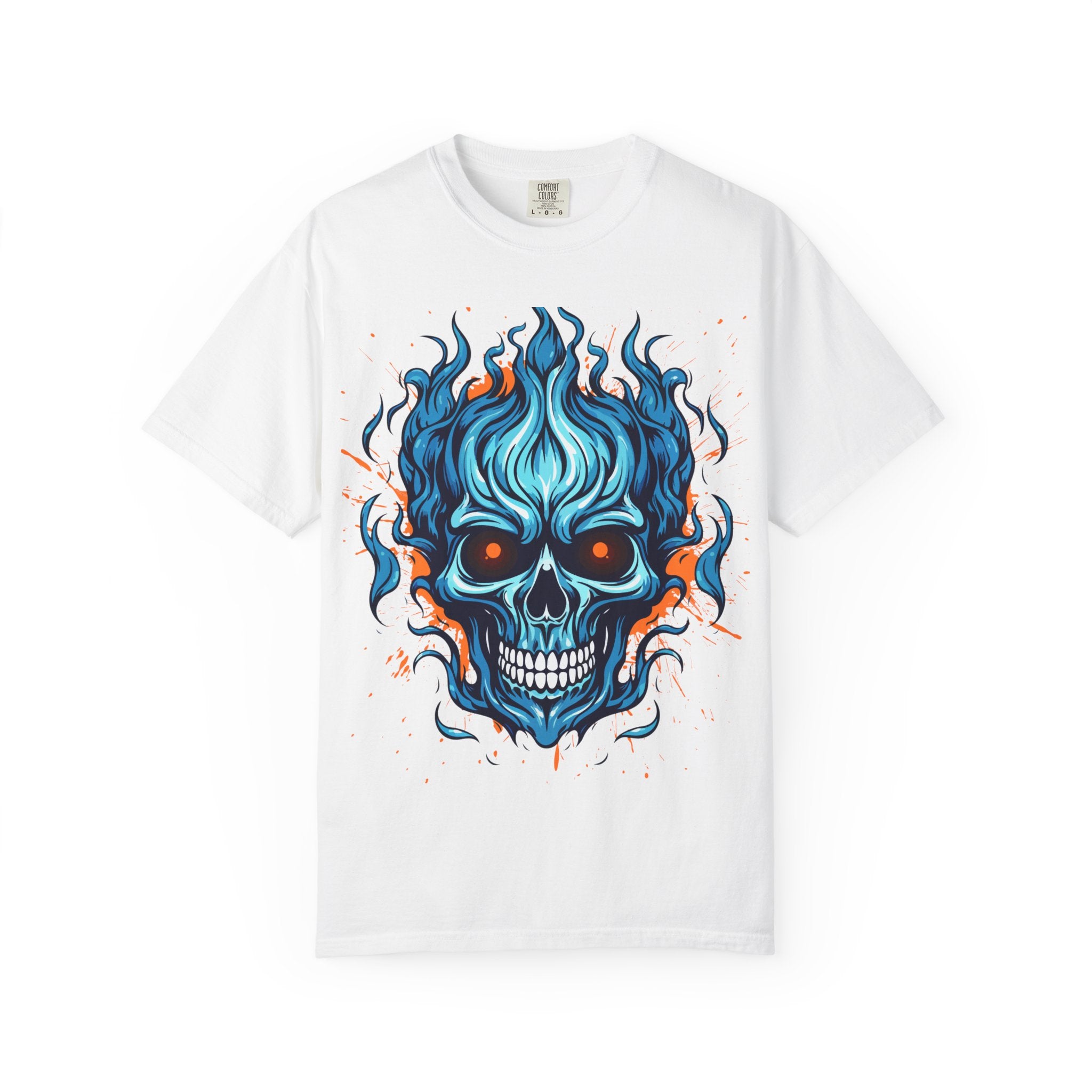 Flaming Skull T-Shirt, Unisex Graphic Tee, Edgy Casual Wear, Halloween Apparel, Gift for Rock Music Fans
