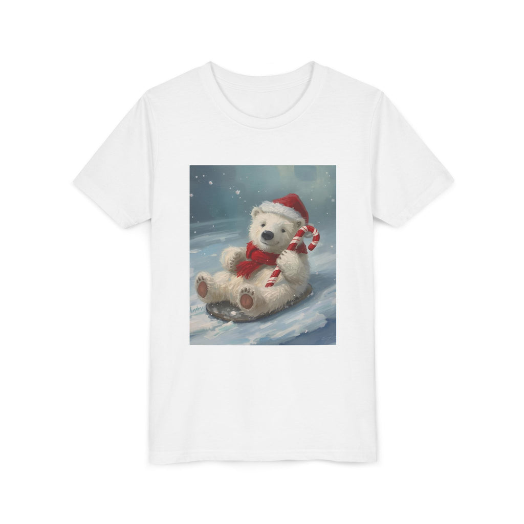 Cute Christmas Bear Youth Short Sleeve Tee