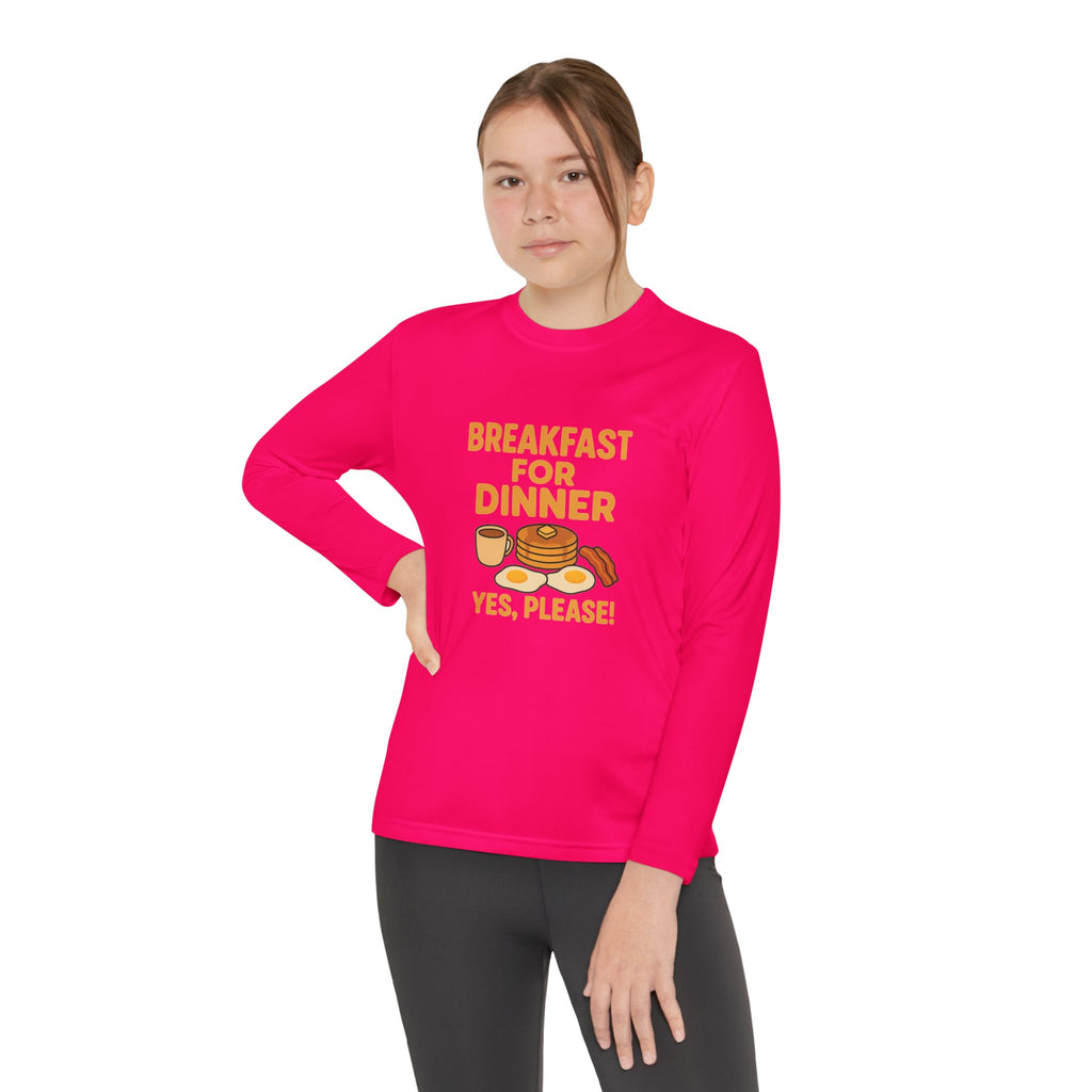 Breakfast For Dinner Youth Long Sleeve Competitor Tee