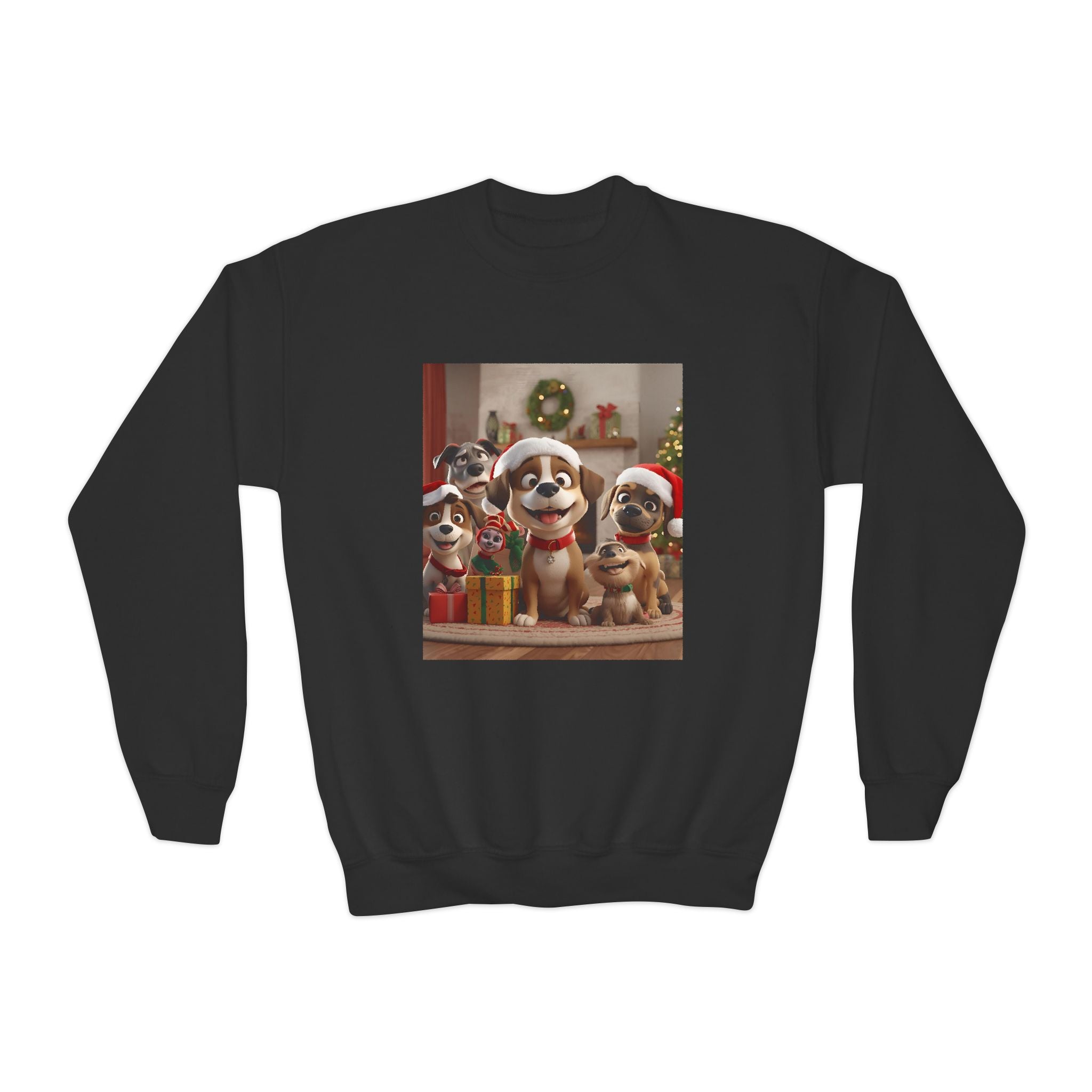 Cute Christmas Festive Dogs Youth Crewneck Sweatshirt