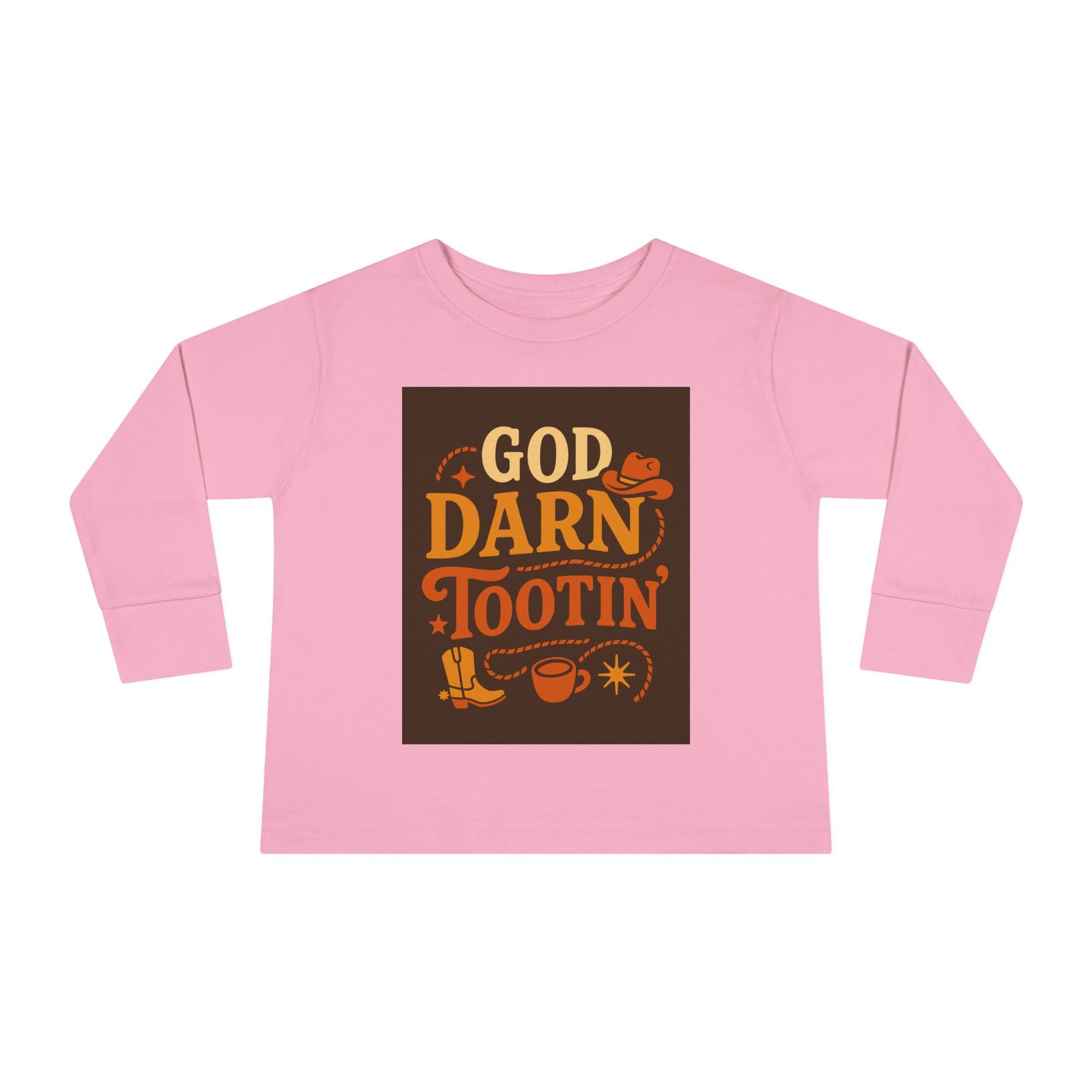 God Darn Tootin Toddler Long Sleeve Tee with Fun Western Print - Perfect for Kids, Gifts, Birthdays, Family Outings, or Playdates