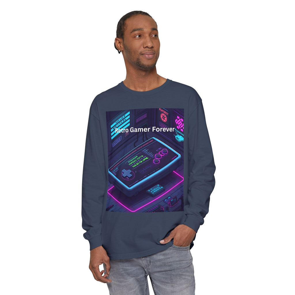 Retro Game Controller Unisex Garment-dyed Long Sleeve T-Shirt