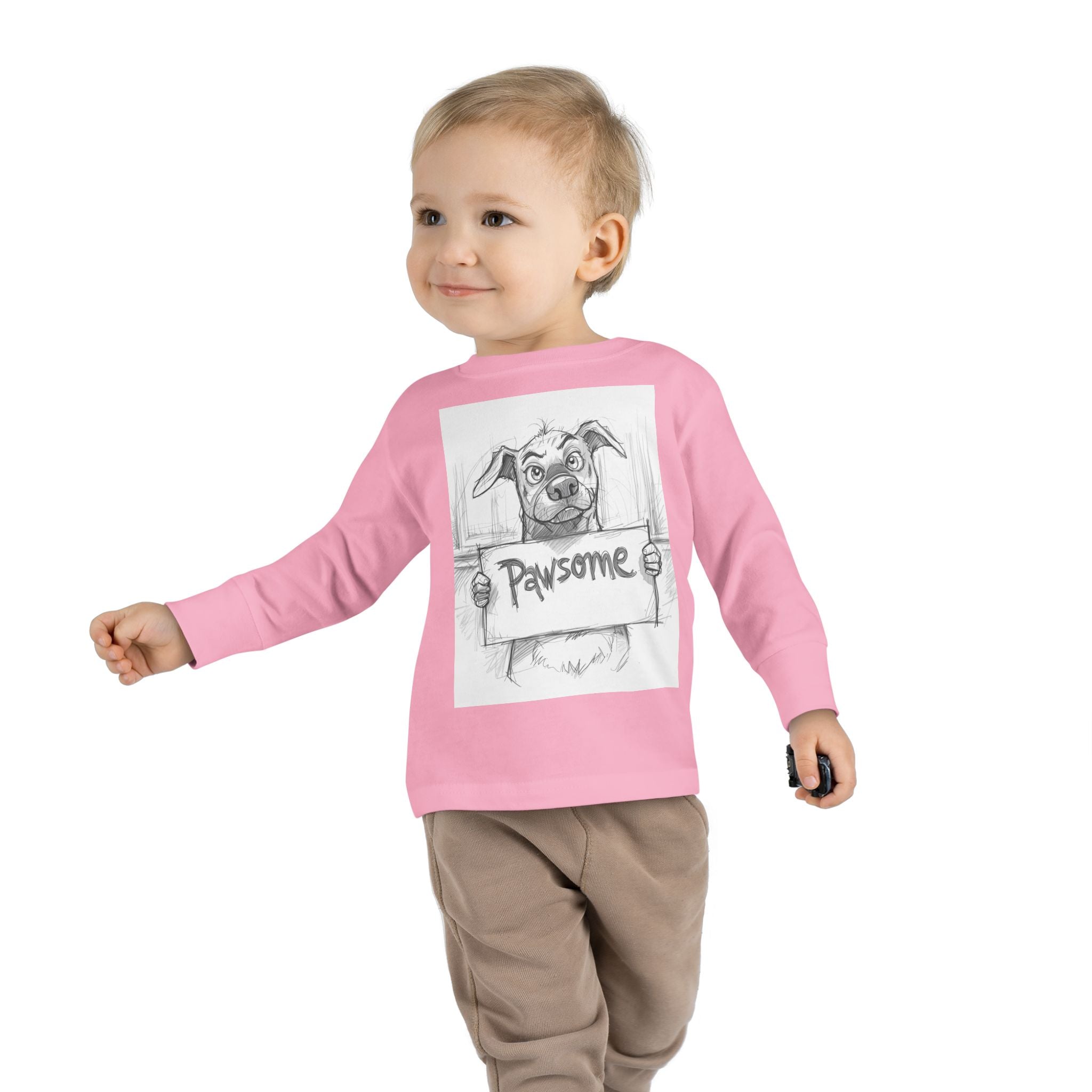 Pawsome Toddler Long Sleeve Tee, Cute Dog Shirt, Pet Lovers Gift, Kids Apparel, Funny Animal Tee, Birthday Gift