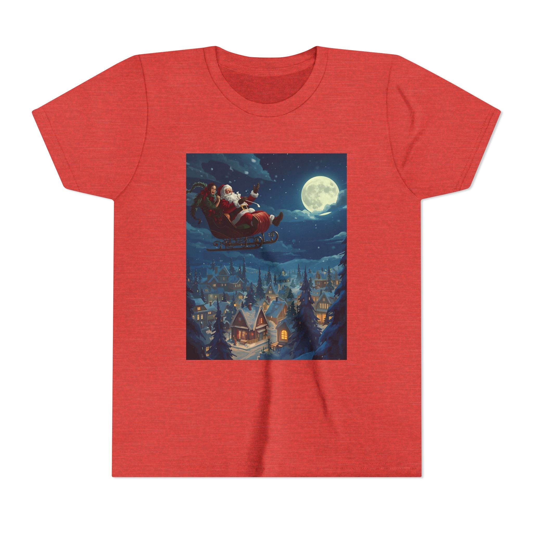 Christmas Santa Sleigh Youth Short Sleeve Tee