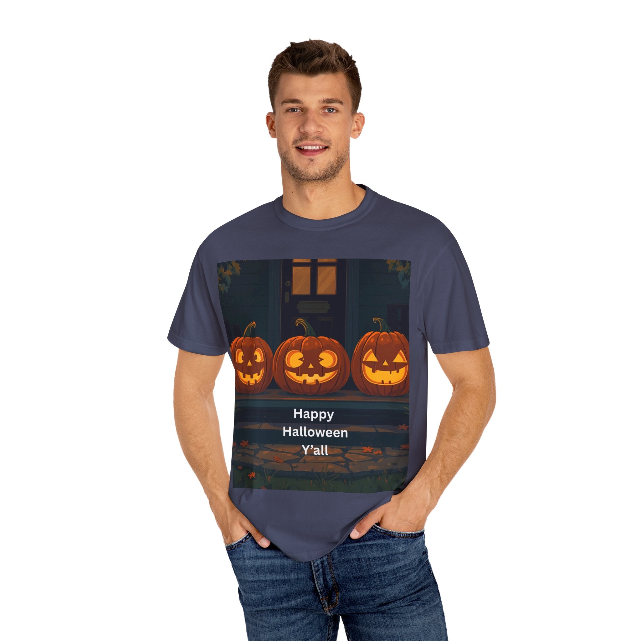 Happy Halloween Pumpkin Unisex T-shirt, Spooky Season Tee, Fall Festival Shirt, Pumpkin Graphic Top, Halloween Gift for Him/Her