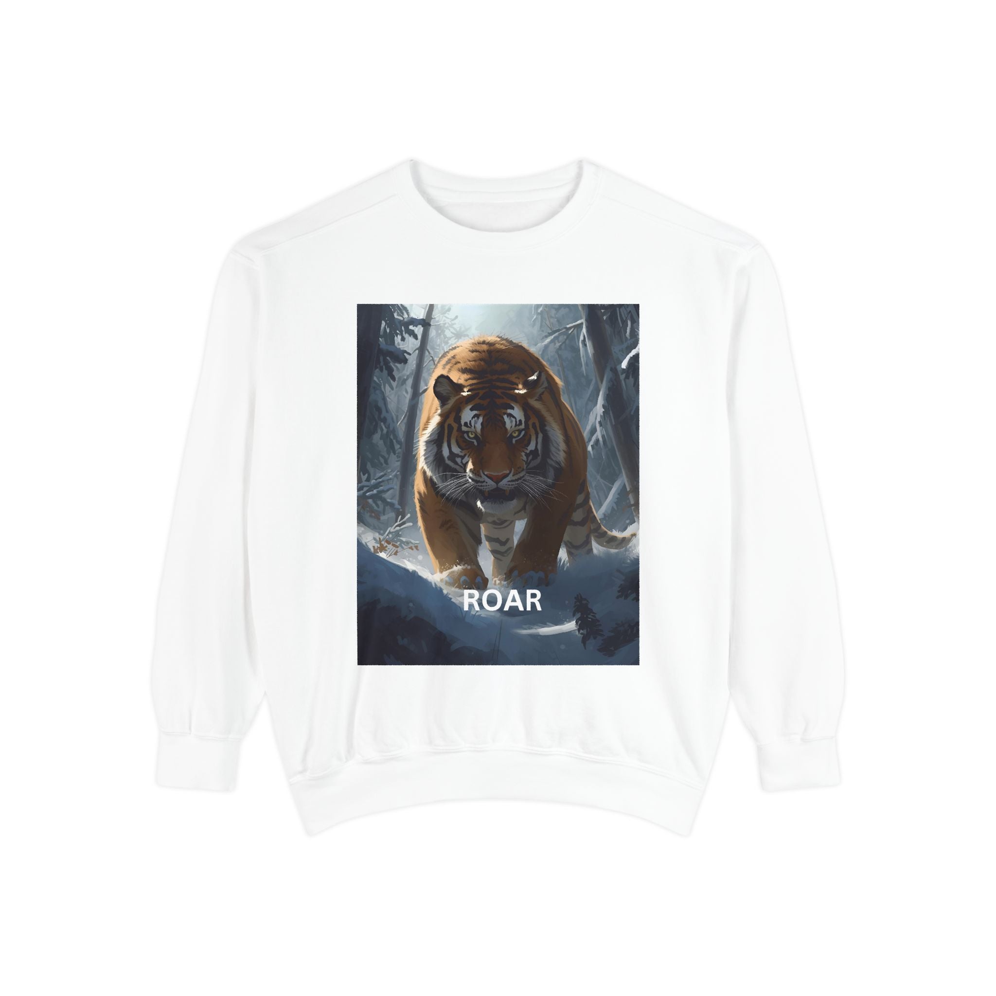 Tiger Roar Snow Unisex Garment-Dyed Sweatshirt