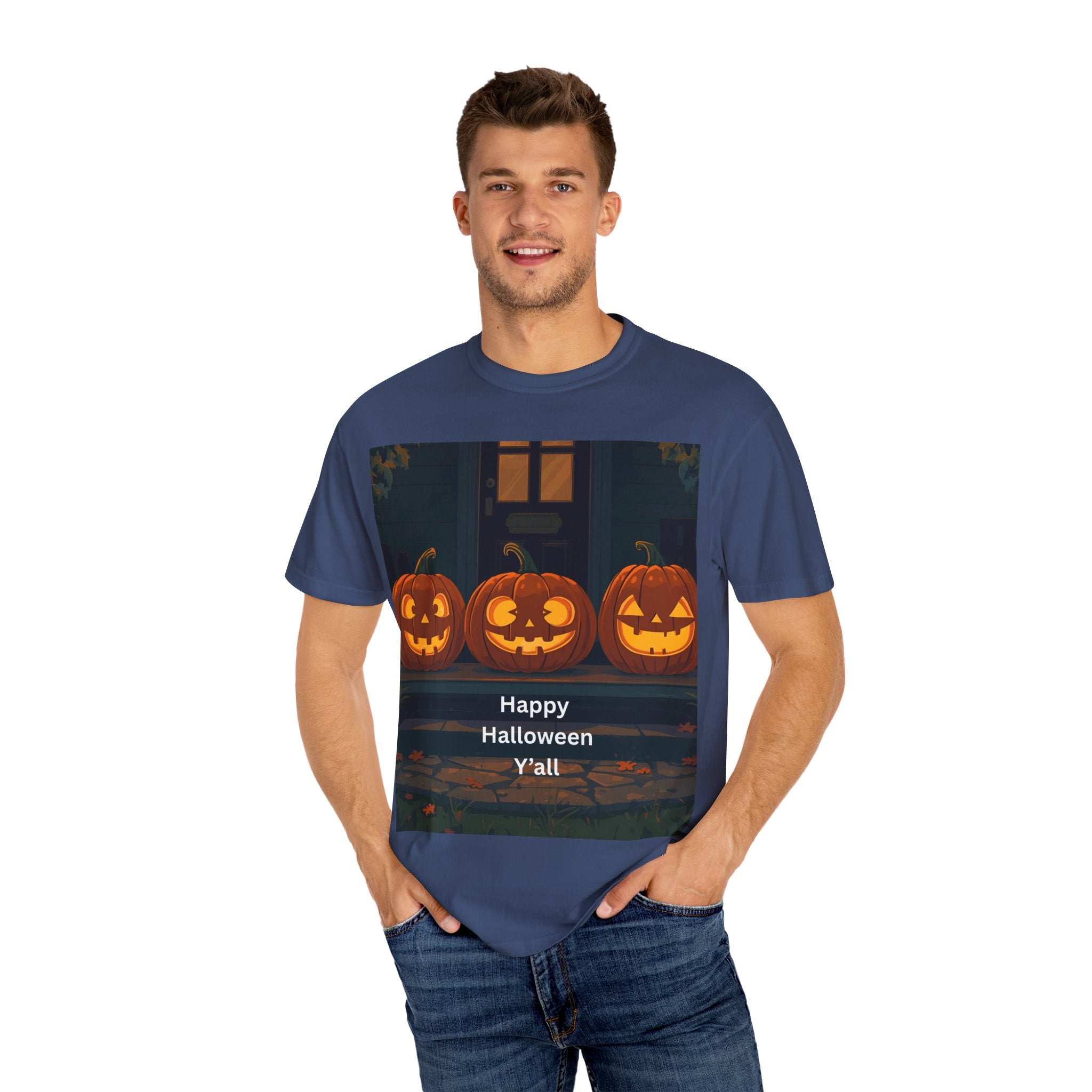 Happy Halloween Pumpkin Unisex T-shirt, Spooky Season Tee, Fall Festival Shirt, Pumpkin Graphic Top, Halloween Gift for Him/Her