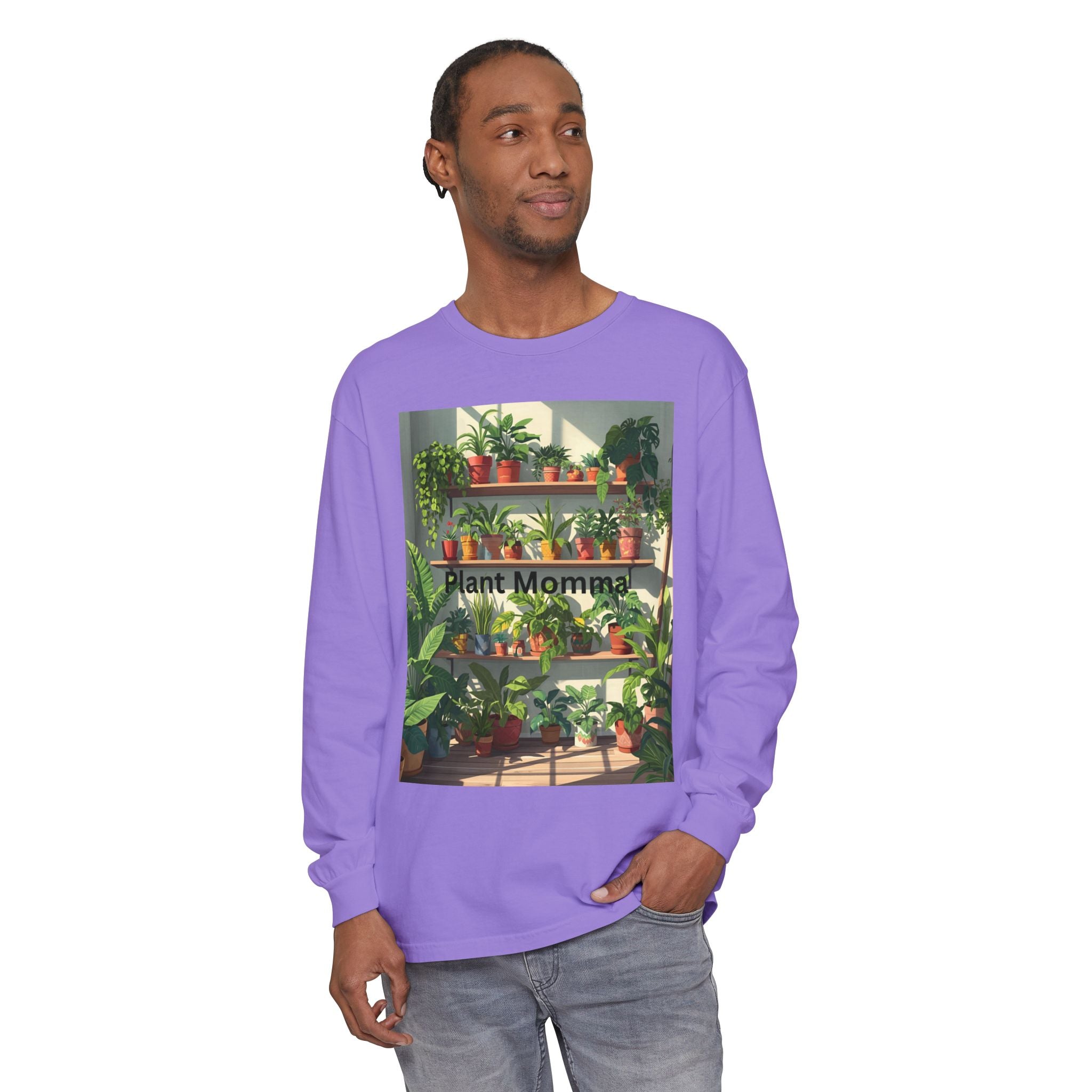 Plant Momma Long Sleeve T-Shirt, Perfect for Plant Lovers, Gardening Gifts, Eco-friendly Fashion, Casual Wear, Spring Celebrations
