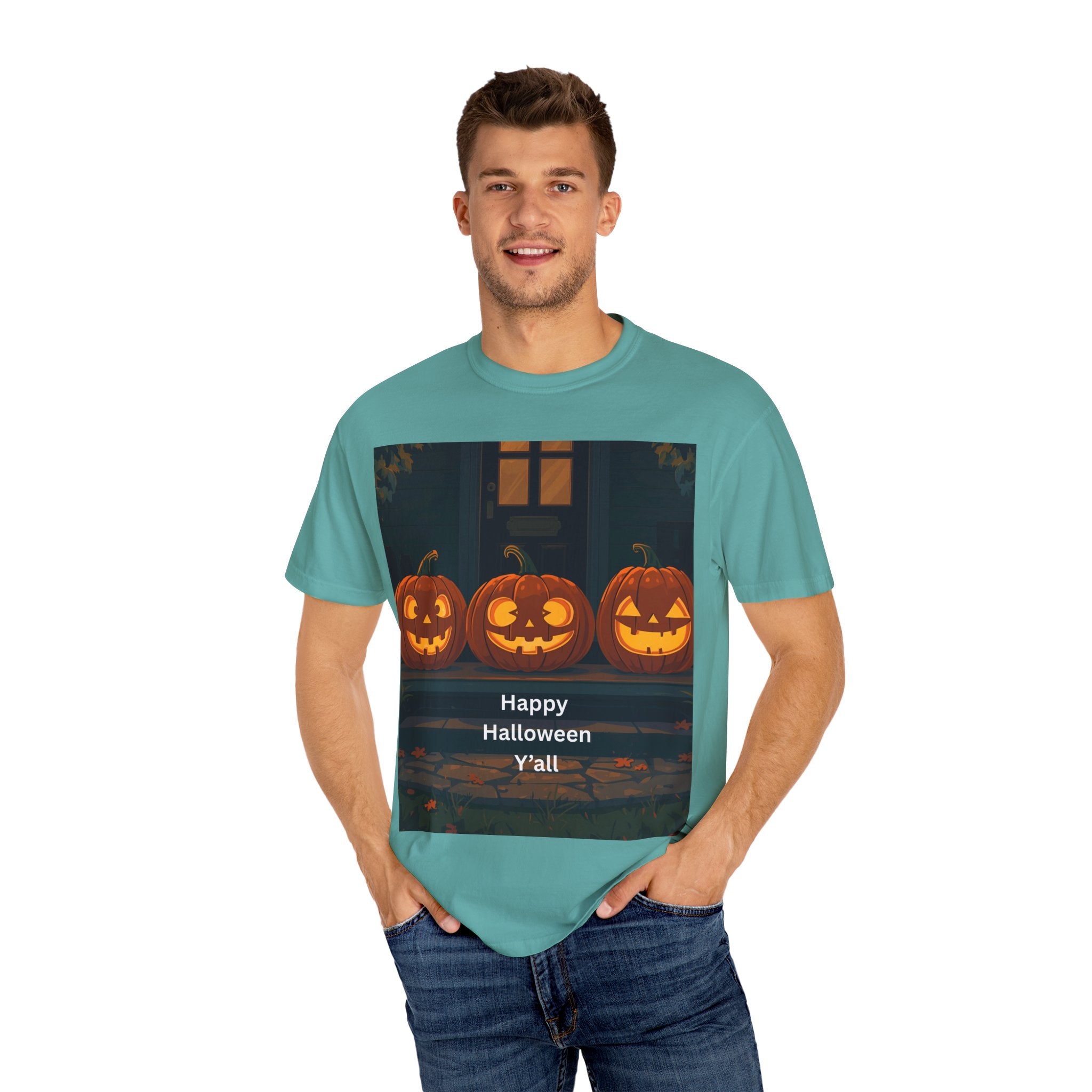 Happy Halloween Unisex T-Shirt, Spooky Season Apparel, Halloween Costume, Fall T-Shirt, Pumpkin Design Shirt, Y'all Graphic Tee