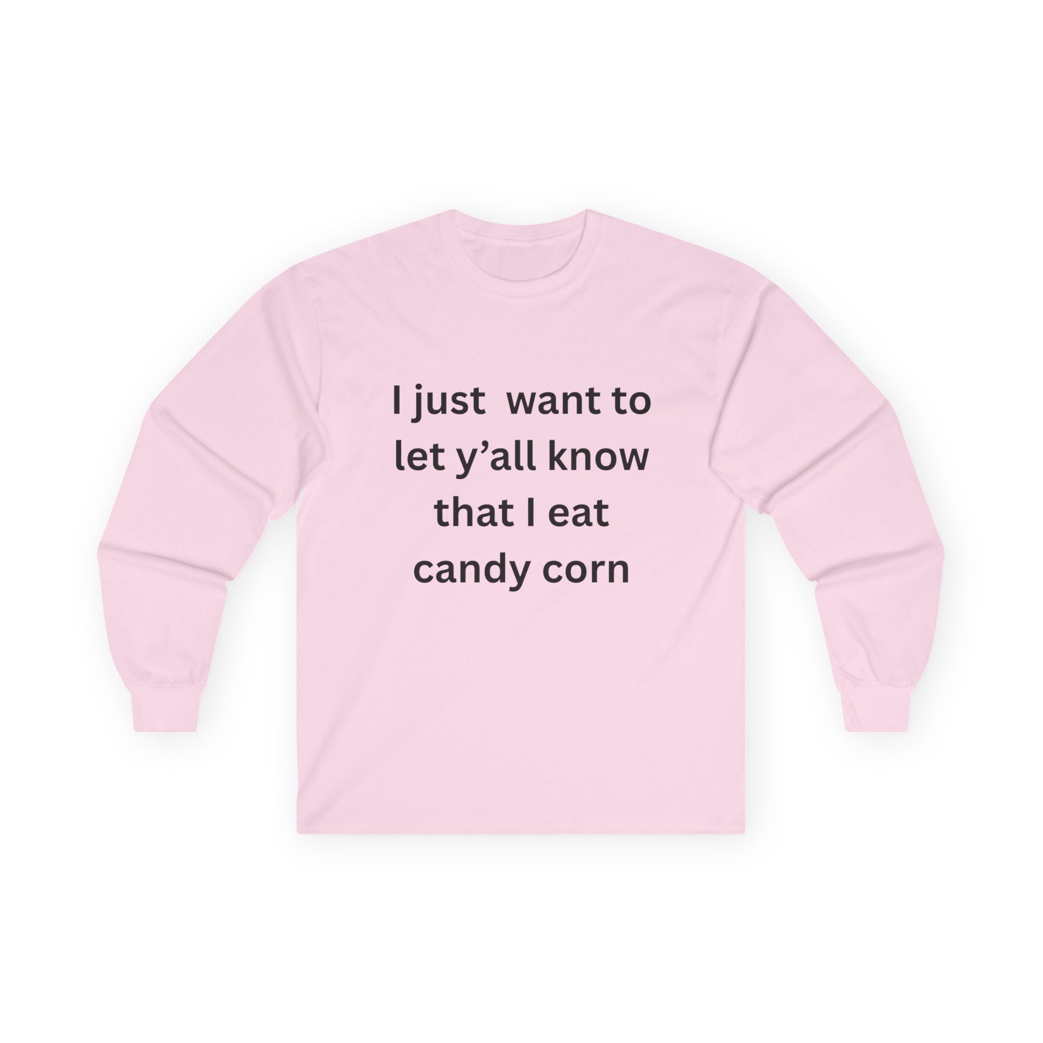 I Eat Candy Corn Funny Halloween Long Sleeve Tee, Unisex Candy Corn Shirt, Fall Outfit, Halloween Party Top, Gift for Food Lovers, Autumn Apparel